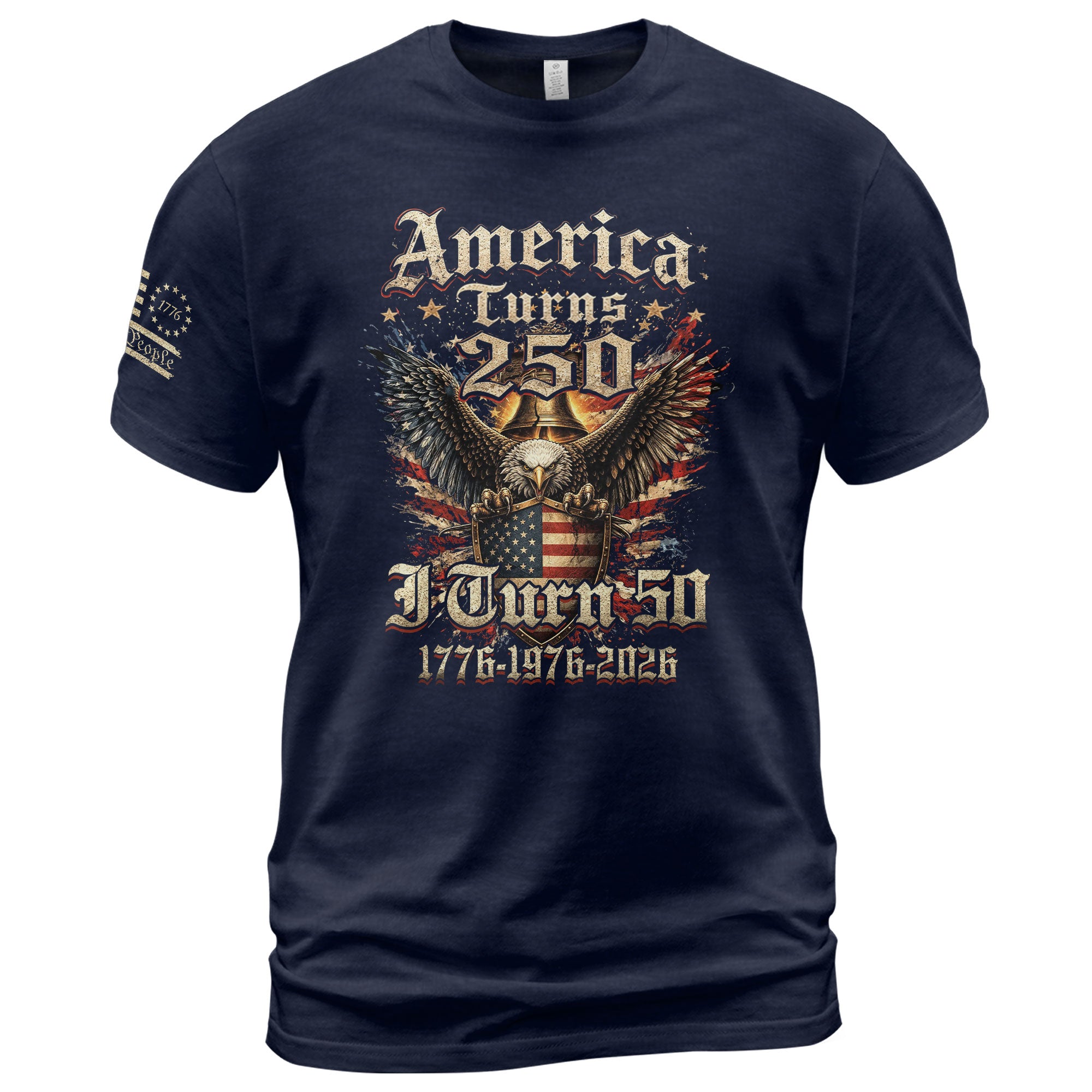 America Turns 250 I Turn 50 Shirt Vintage 1976 Birthday Eagle Patriotic T-Shirt Gift