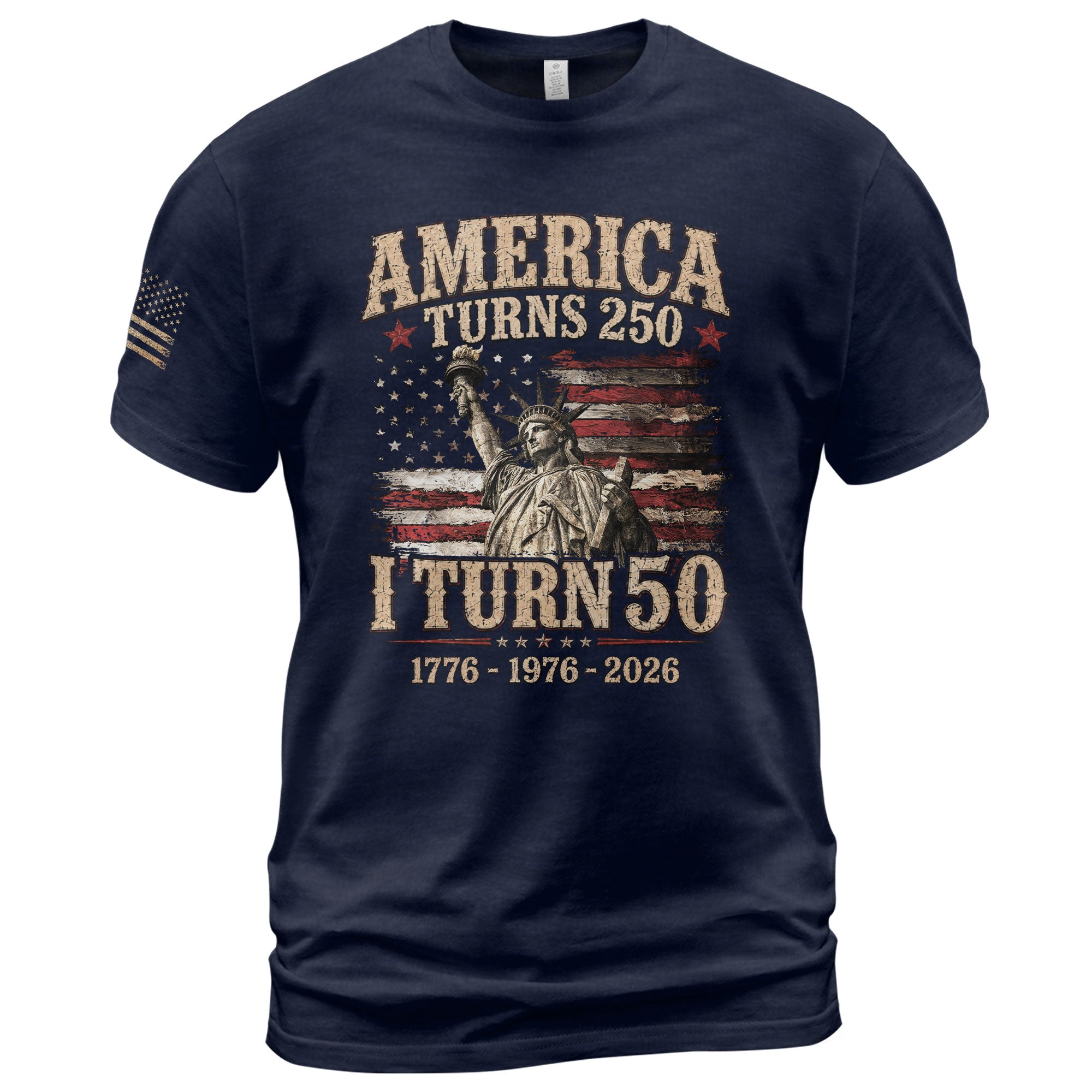 Vintage 50th Birthday Shirt Patriotic American Flag Graphic T-Shirt Gift 1976-2026