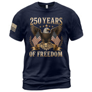 250 Years Of Freedom Graphic Tee - Classic Patriotic Eagle American Flag Cotton Shirt