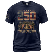 250 Years Of Freedom Tee - Historic Liberty Bell Patriotic Soldier Cotton Shirt