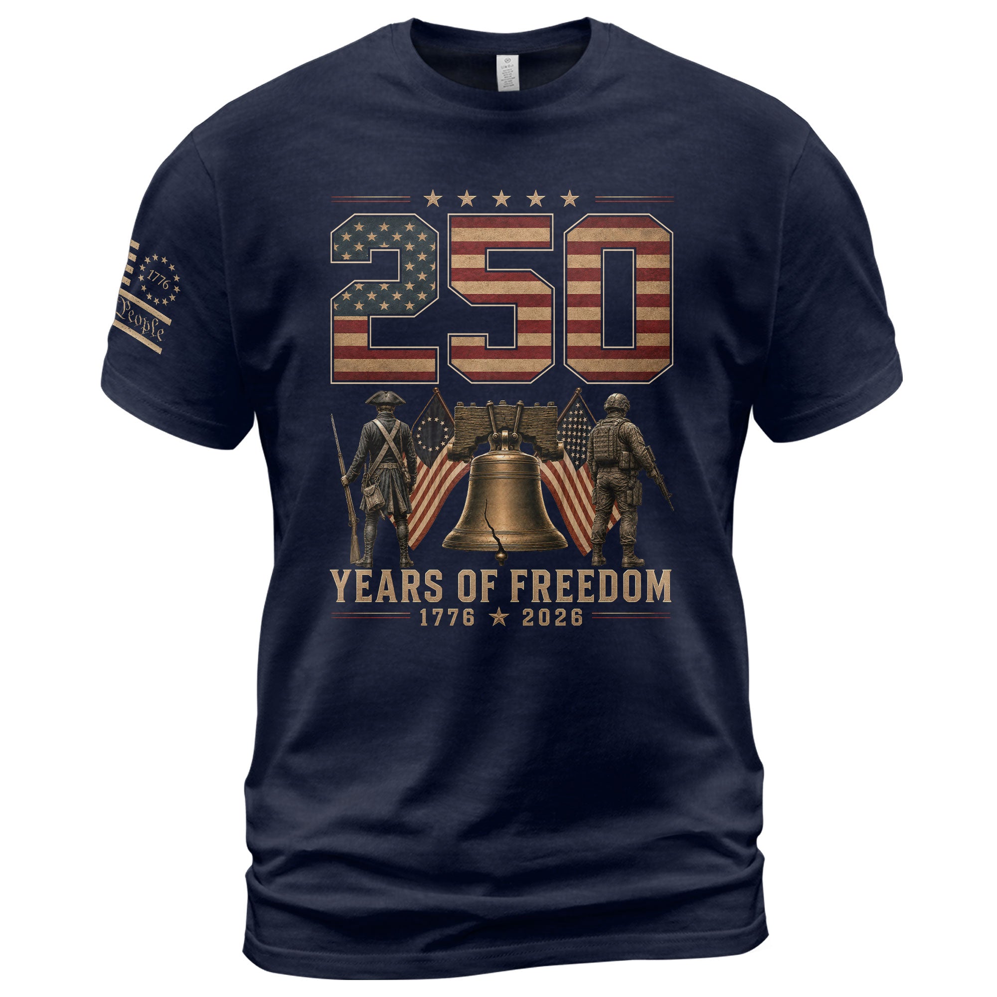 250 Years Of Freedom Tee - Historic Liberty Bell Patriotic Soldier Cotton Shirt