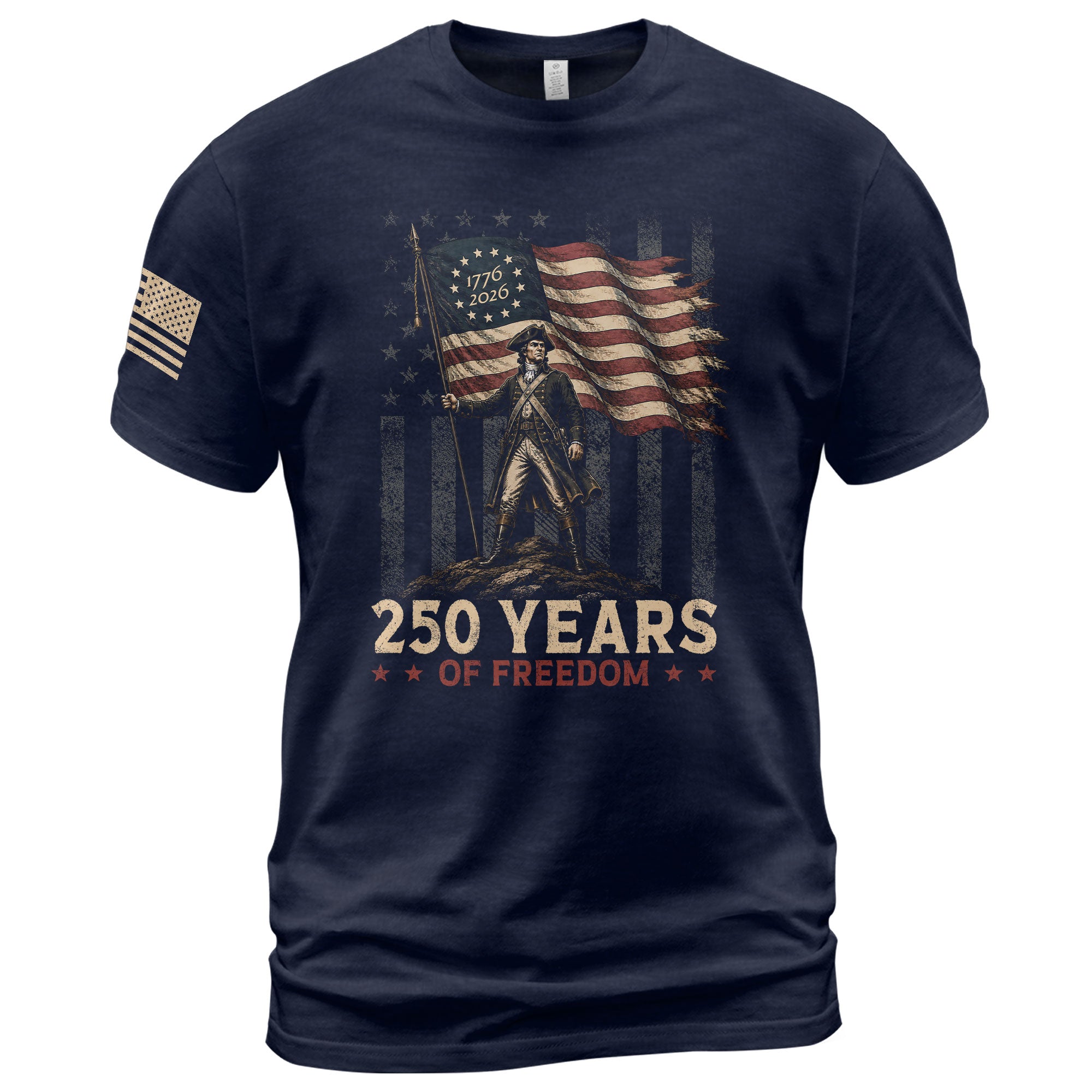 250th Anniversary Freedom Tee - Vintage George Washington Patriotic Cotton Graphic Shirt