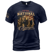1776 National Champs Patriotic Graphic T-Shirt Founding Fathers Vintage Style Casual Apparel
