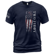 Two Fiddy Patriotic T-Shirt Distressed Vertical Flag Graphic Casual Apparel for Everyone