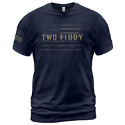 Two Fiddy Graphic T-Shirt Vintage Style Flag Design Casual Apparel Short Sleeve Tee