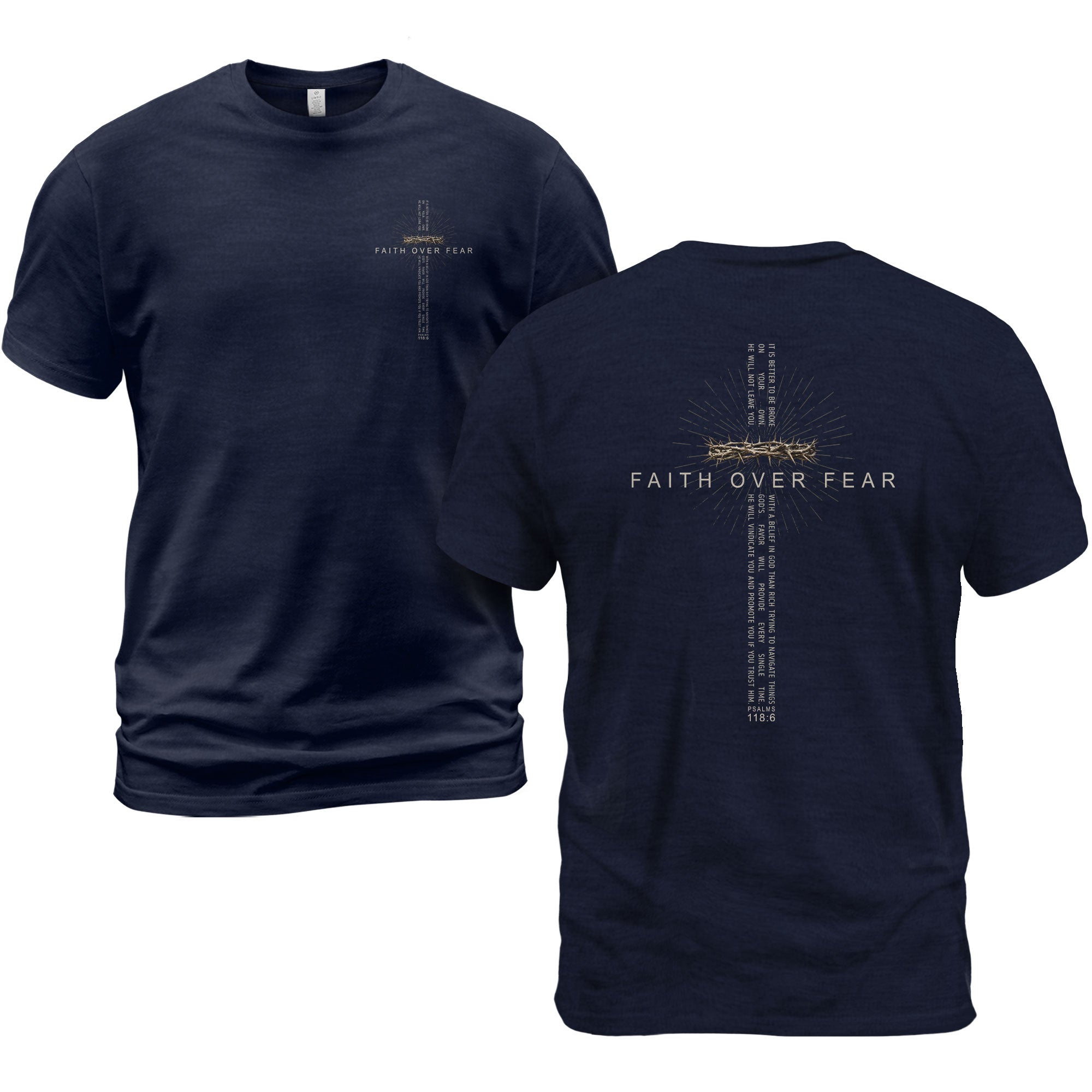 Faith Over Fear T Shirt Christian Psalms 118 6 Cross Religious Bible Verse Tee Apparel