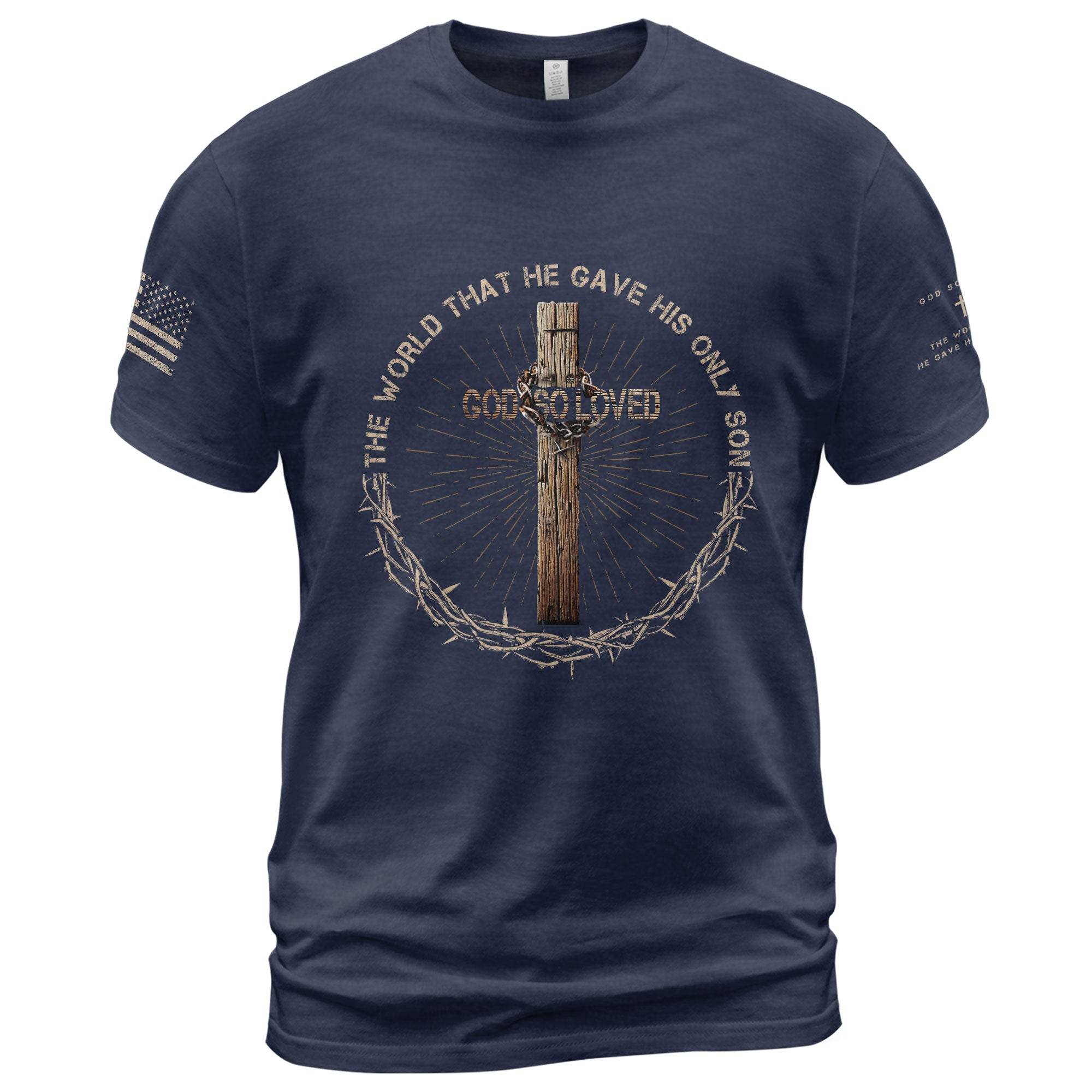 God So Loved T-Shirt – John 3:16 Cross Edition - Rust Field Wear