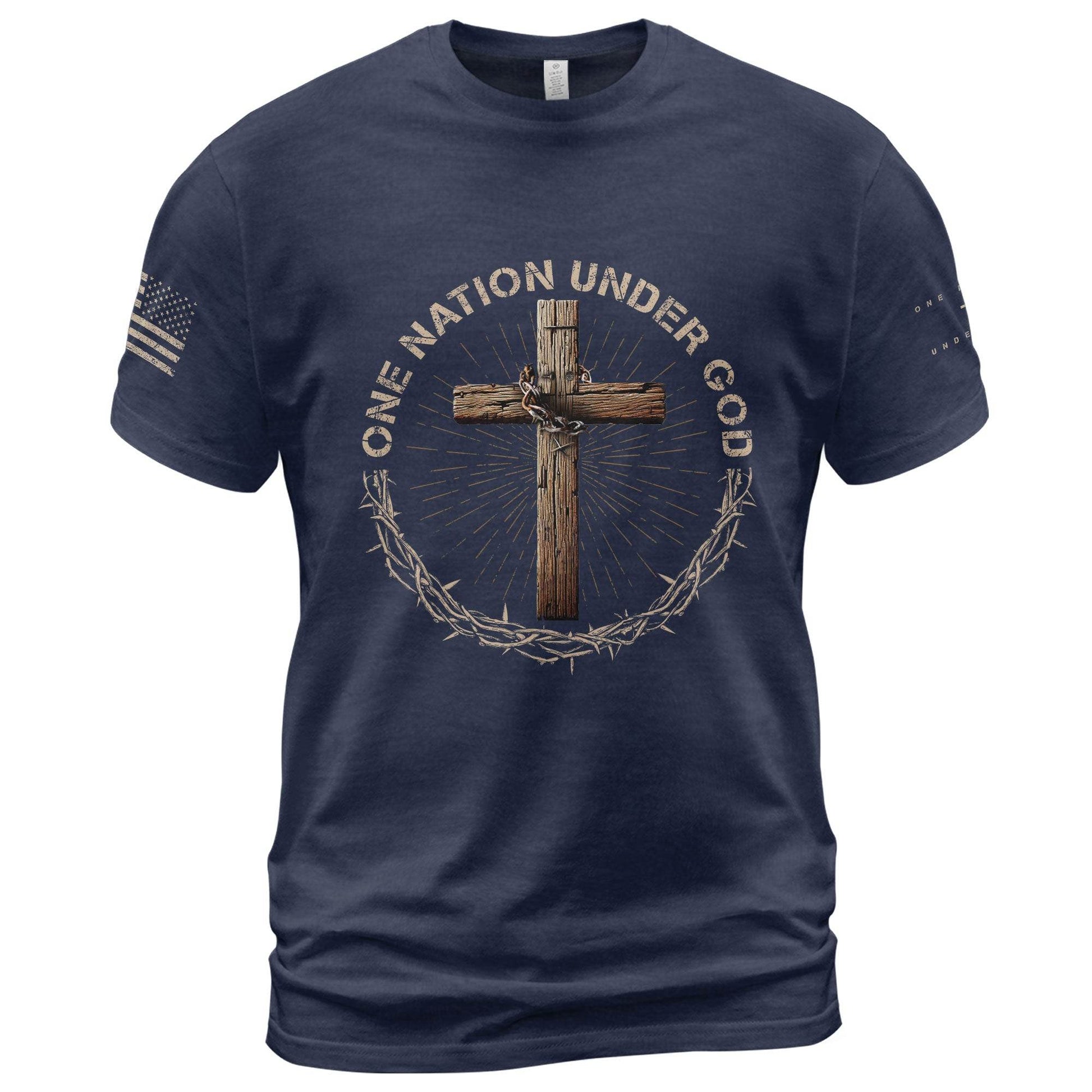 One Nation Under God T-Shirt – Crown & Cross Edition - Rust Field Wear