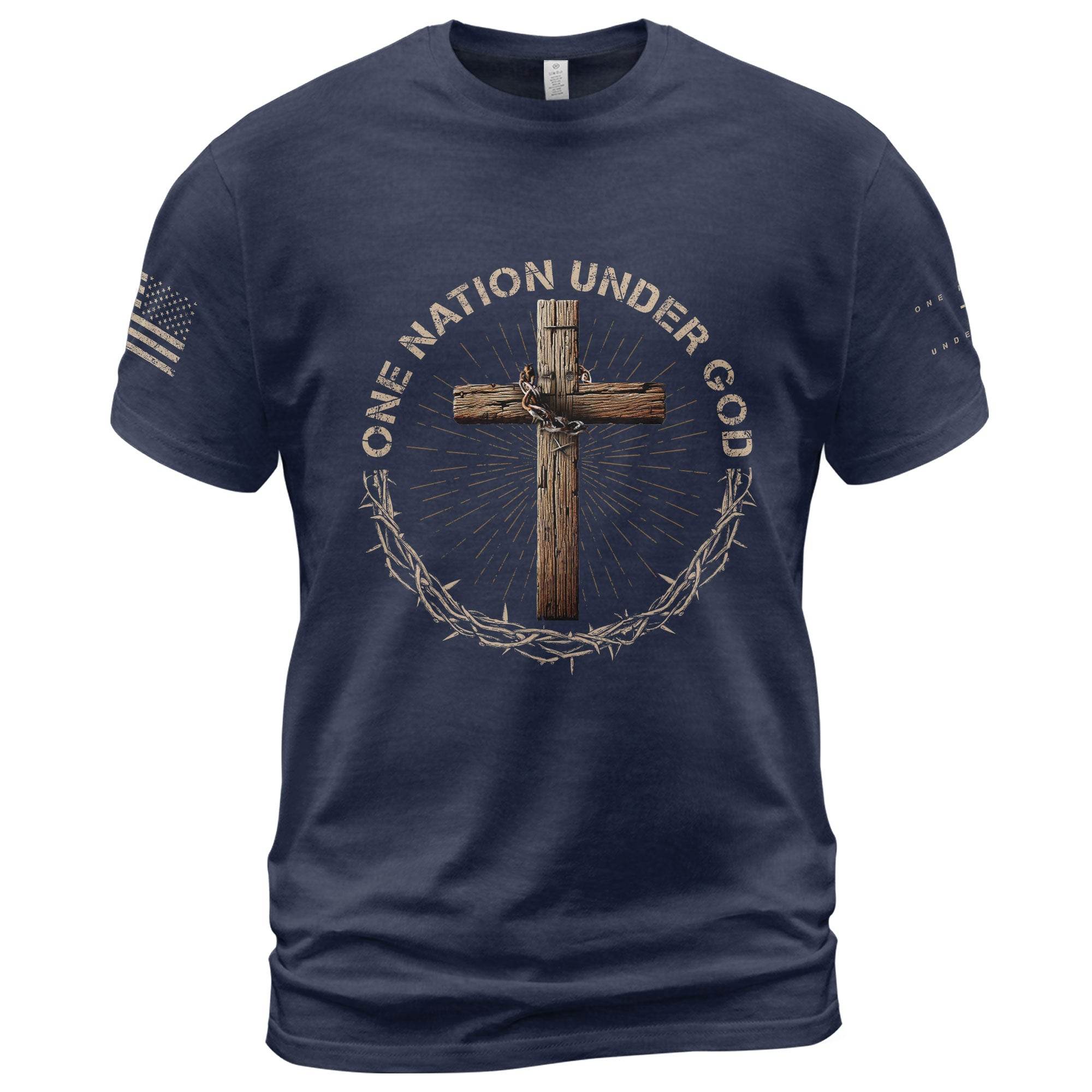 One Nation Under God T-Shirt – Crown & Cross Edition - Rust Field Wear