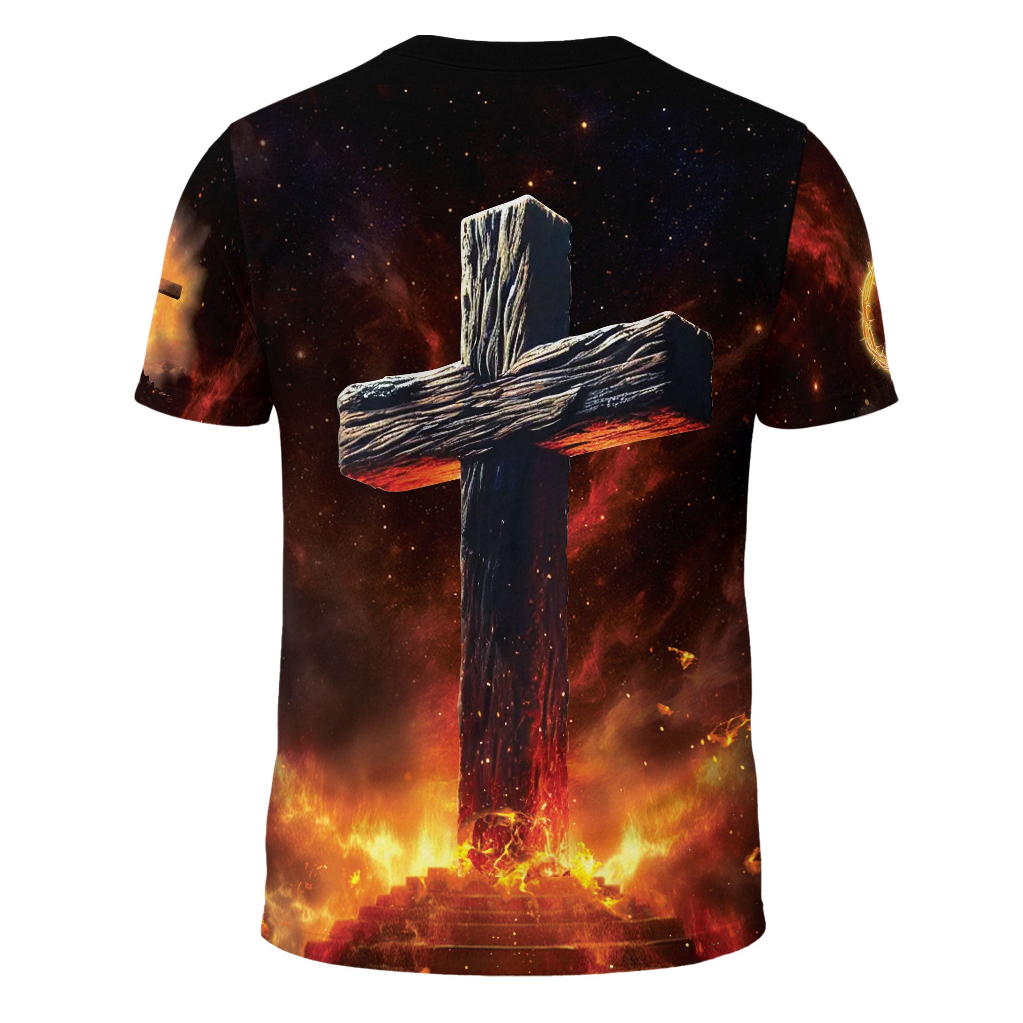 Lion of Judah Cross Fire Christian Shirt