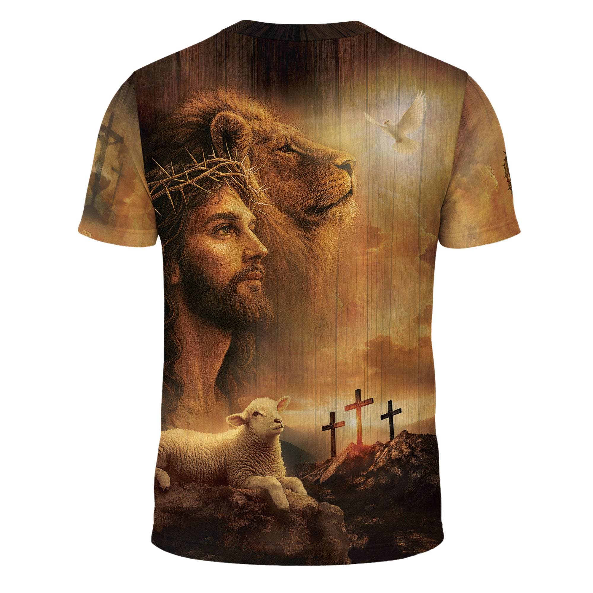 Faith Over Fear Lion, Jesus & Lamb T-Shirt - Rust Field Wear