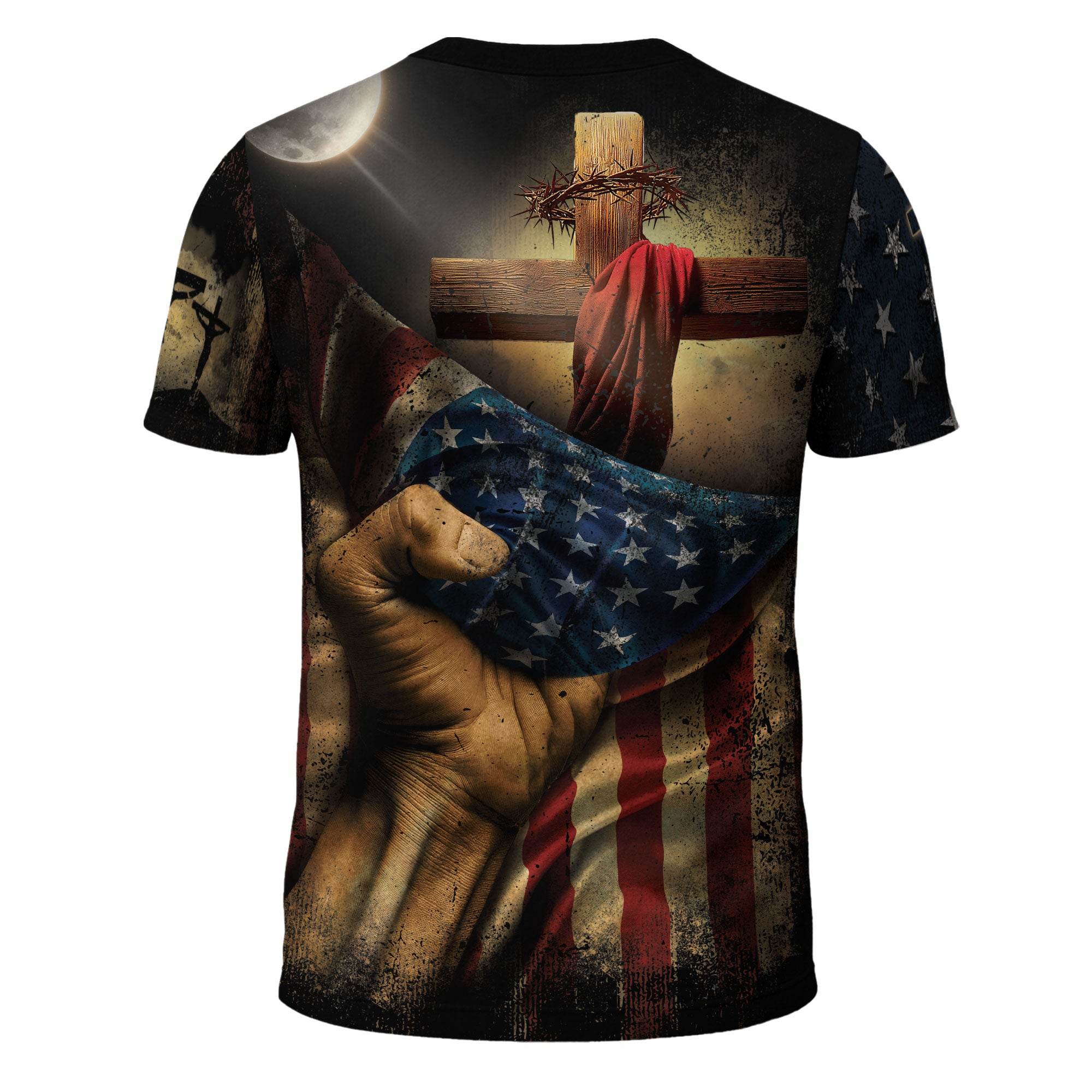 One Nation Under God | Cross of Glory & Lion in Shadow Tee - Rust Field Wear