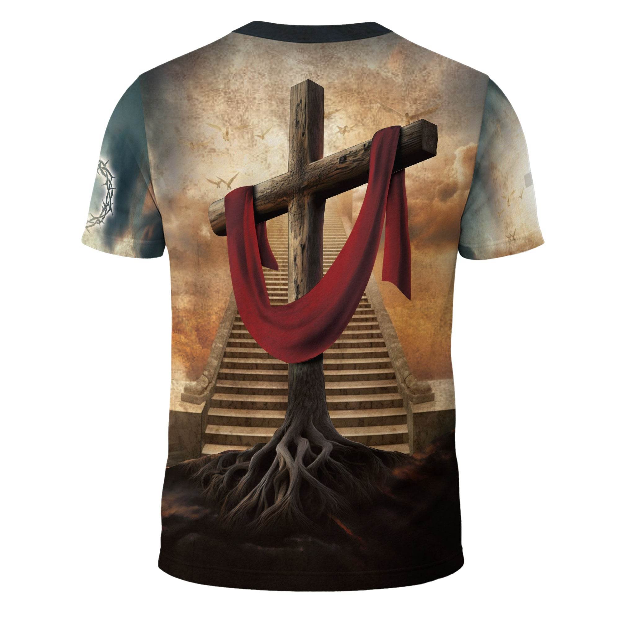 Rooted In Christ The Rooted Cross And Lion T-Shirt - Rust Field Wear