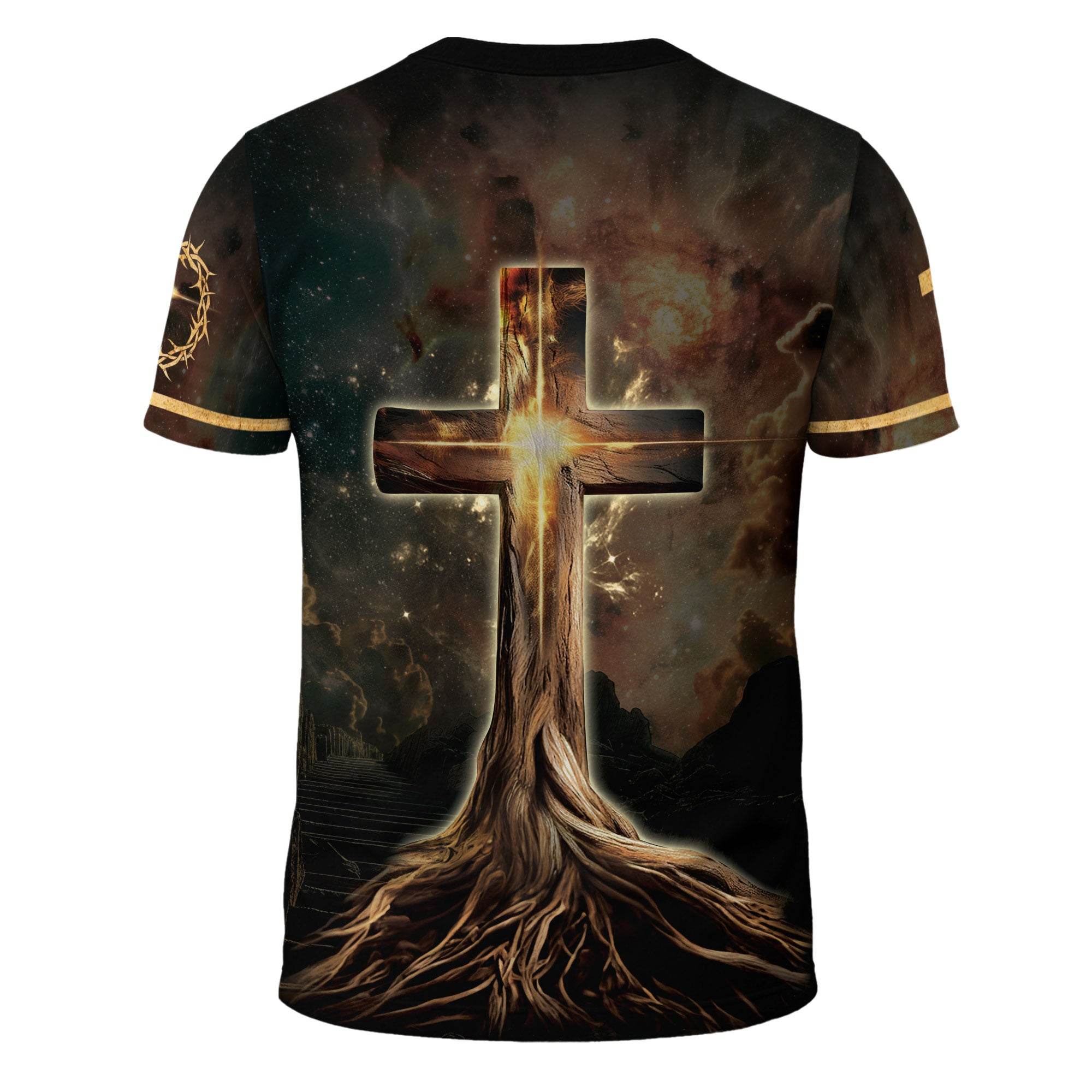 Rooted In The Light Of Christ Lion And Glowing Cross T-Shirt - Rust Field Wear