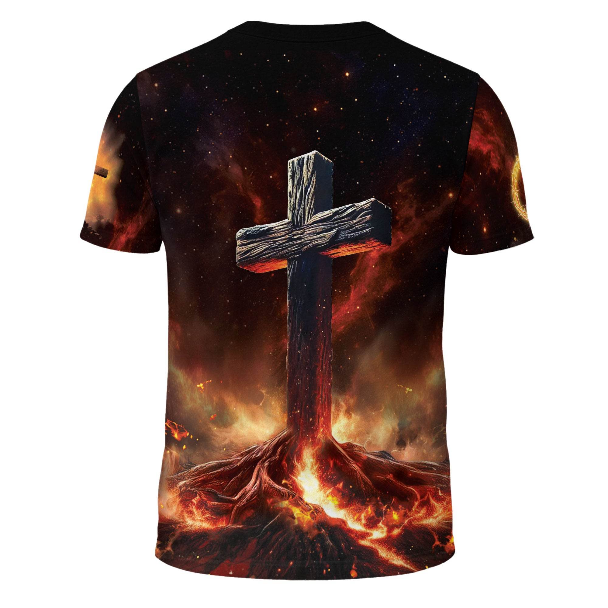 Rooted In Christ The Glowing Rooted Cross And Lion T-Shirt - Rust Field Wear