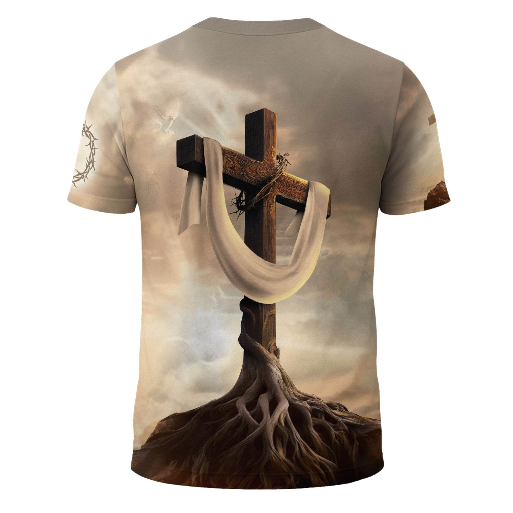Rooted In Christ Lion And Savior In The Cross T-Shirt - Rust Field Wear