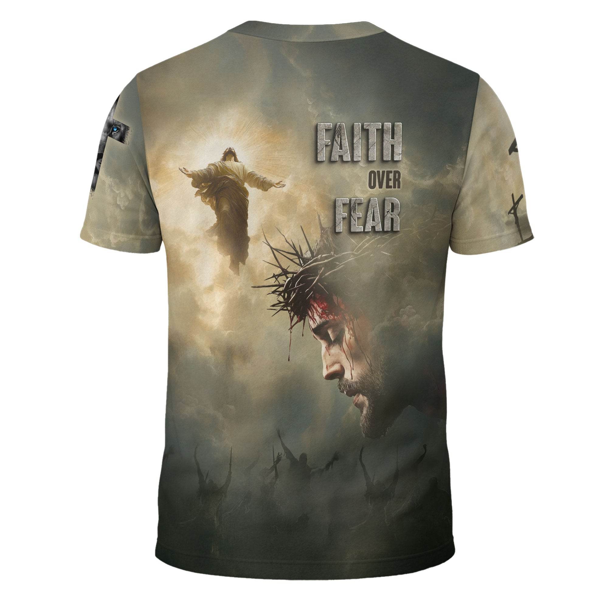 Faith Over Fear Jesus Crown of Thorns T-Shirt - Rust Field Wear