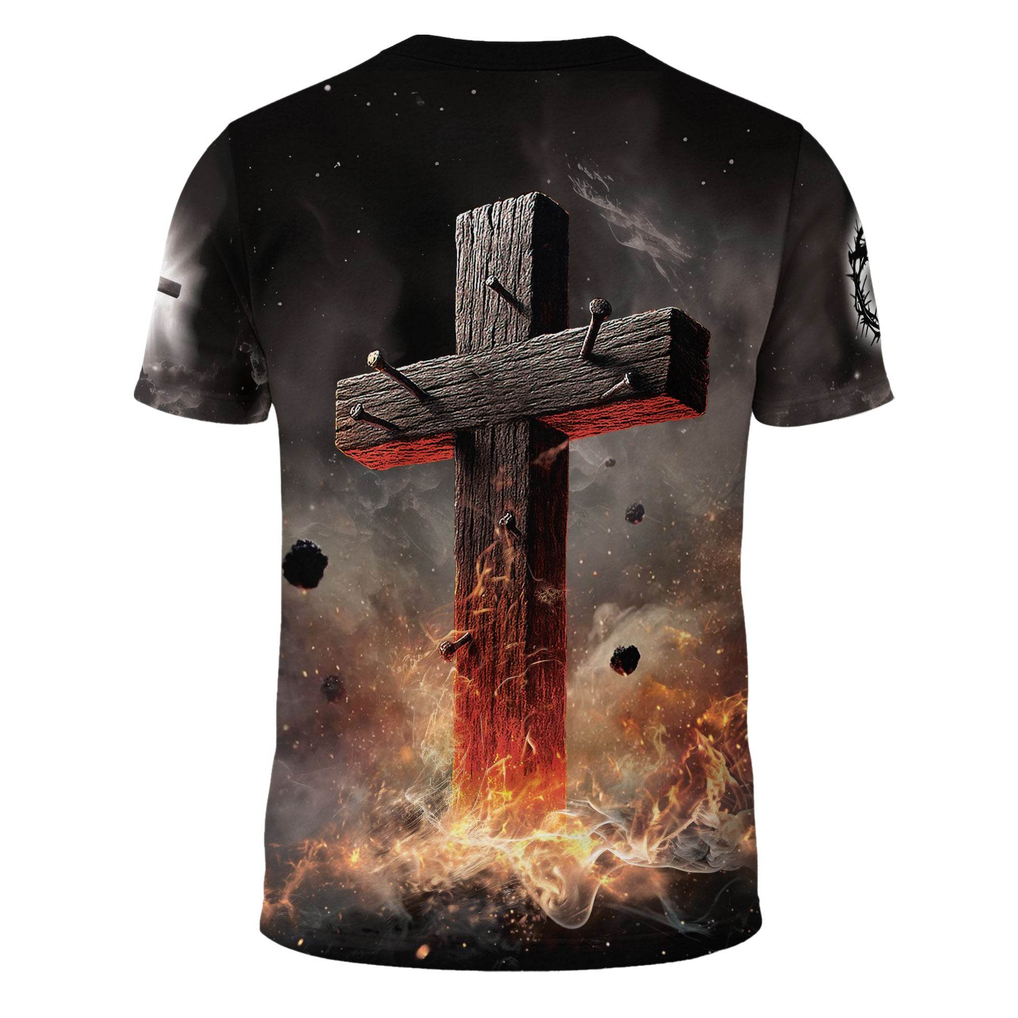 Iron Sharpens Iron Fiery Lion Cross Christian T-Shirt - Rust Field Wear