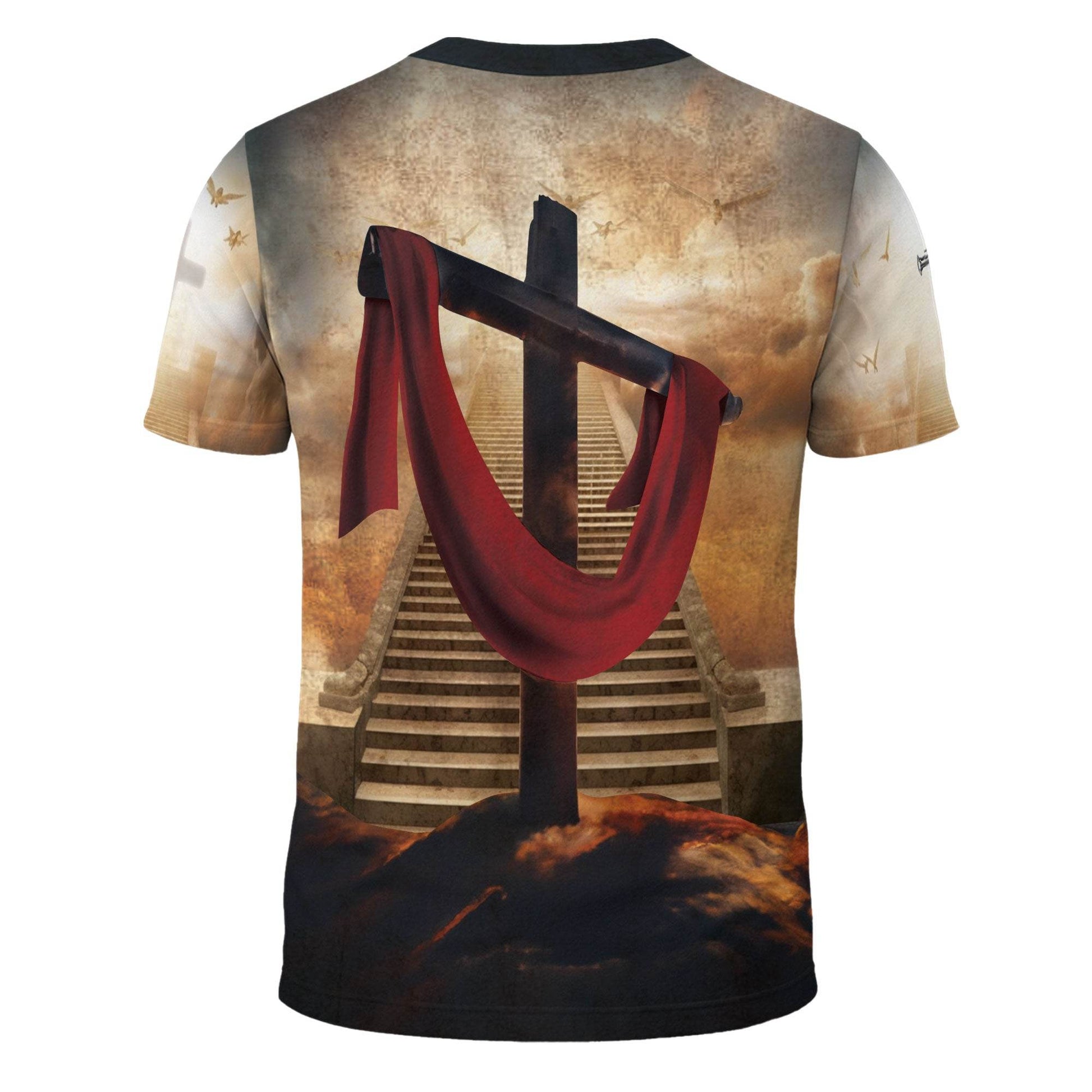 Revelation 1:4 Stairway To Heaven Lion Of Judah T-Shirt - Rust Field Wear