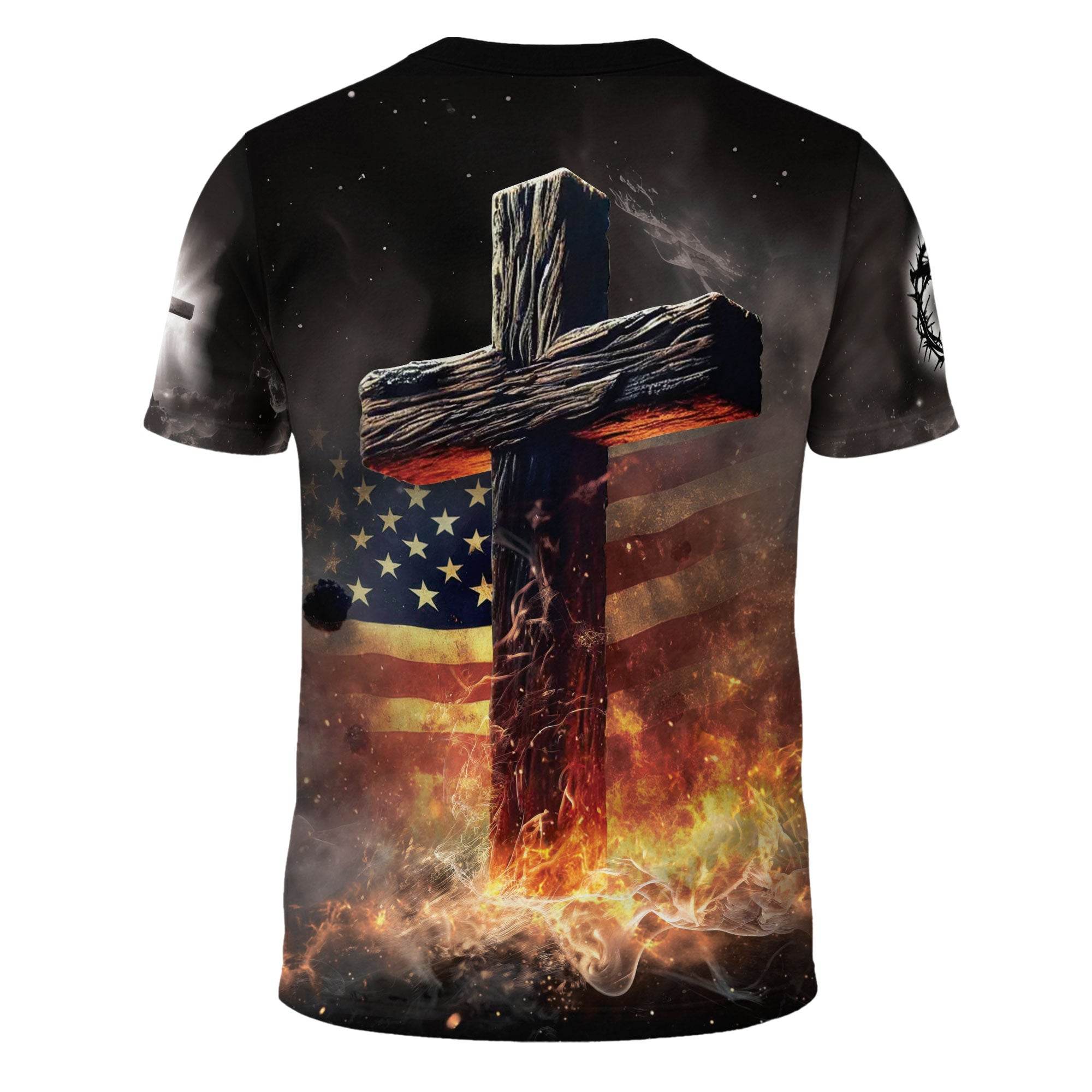One Nation Under God Fiery Lion Cross Christian T-Shirt - Rust Field Wear