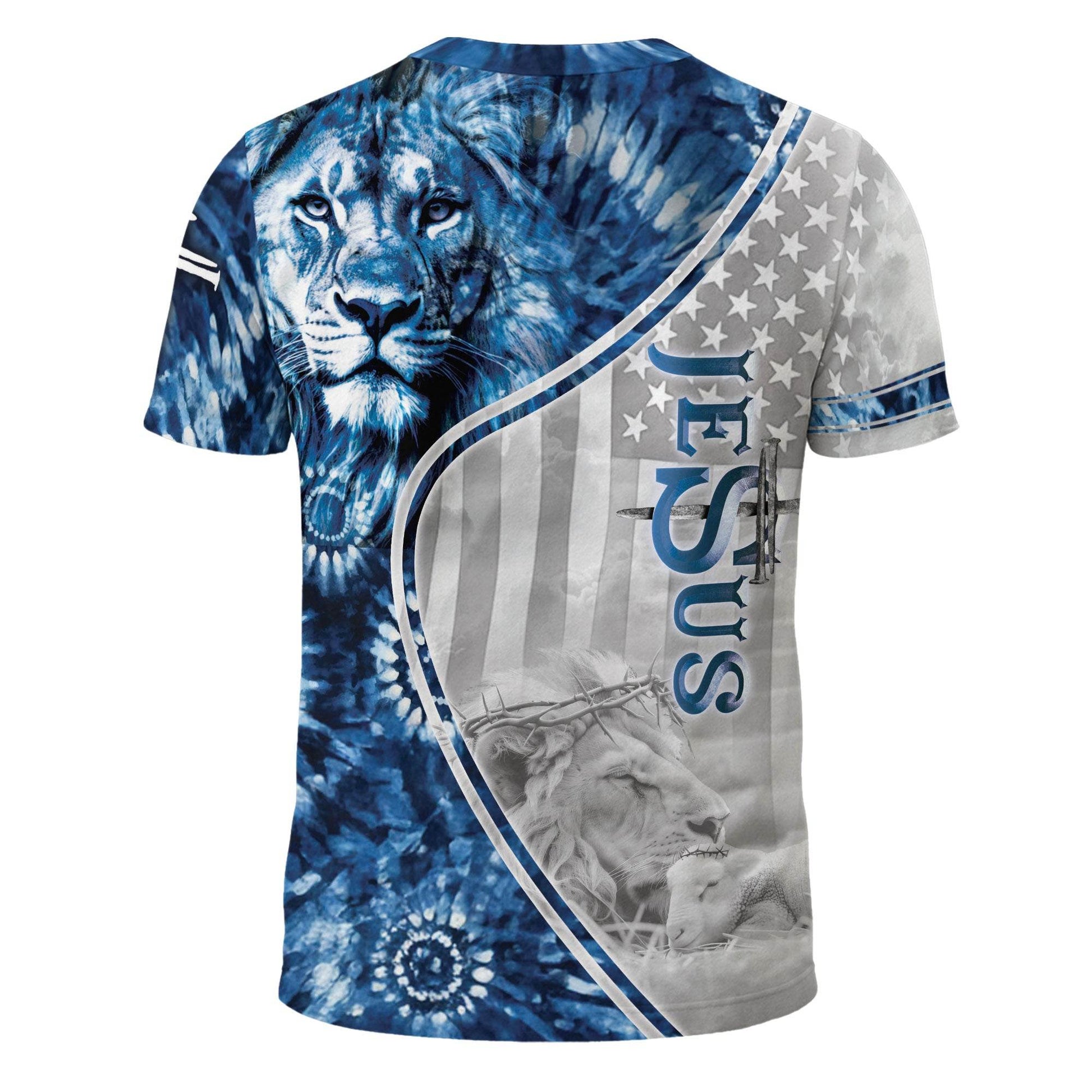 One Nation Under God Blue Lion Cross Christian T-Shirt - Rust Field Wear