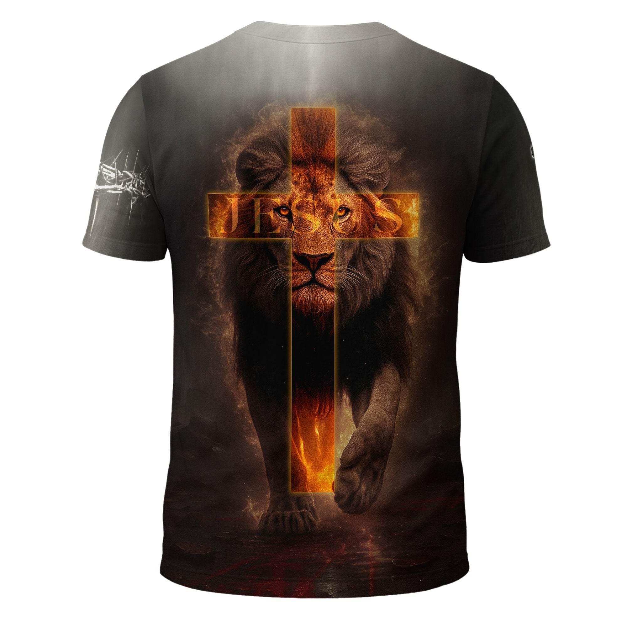 Trust In The Lord Knight & Lion Christian Cross T-Shirt - Rust Field Wear