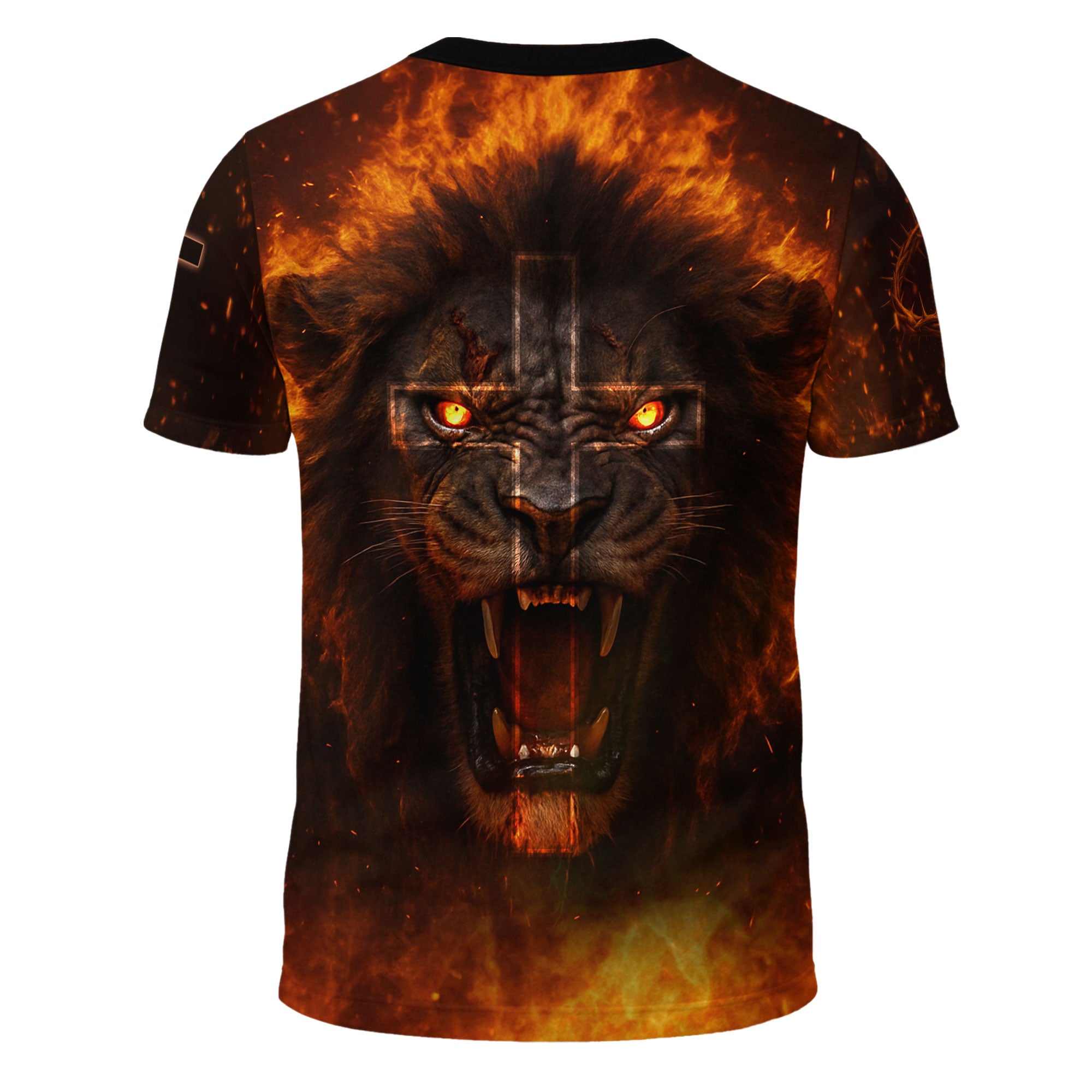 Jesus Is King Cross and Lion Fire Art T-Shirt