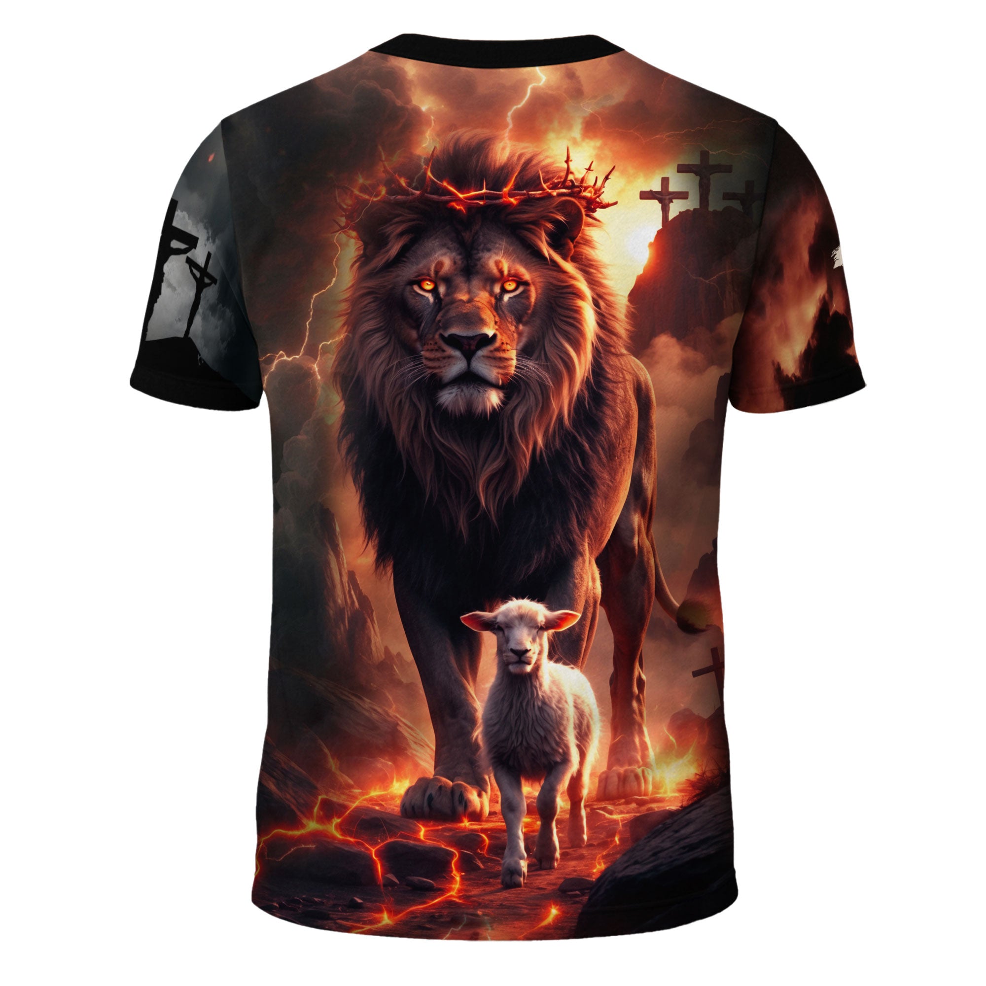Faith Over Fear Jesus Protecting the Lamb Among Wolves Christian T-Shirt
