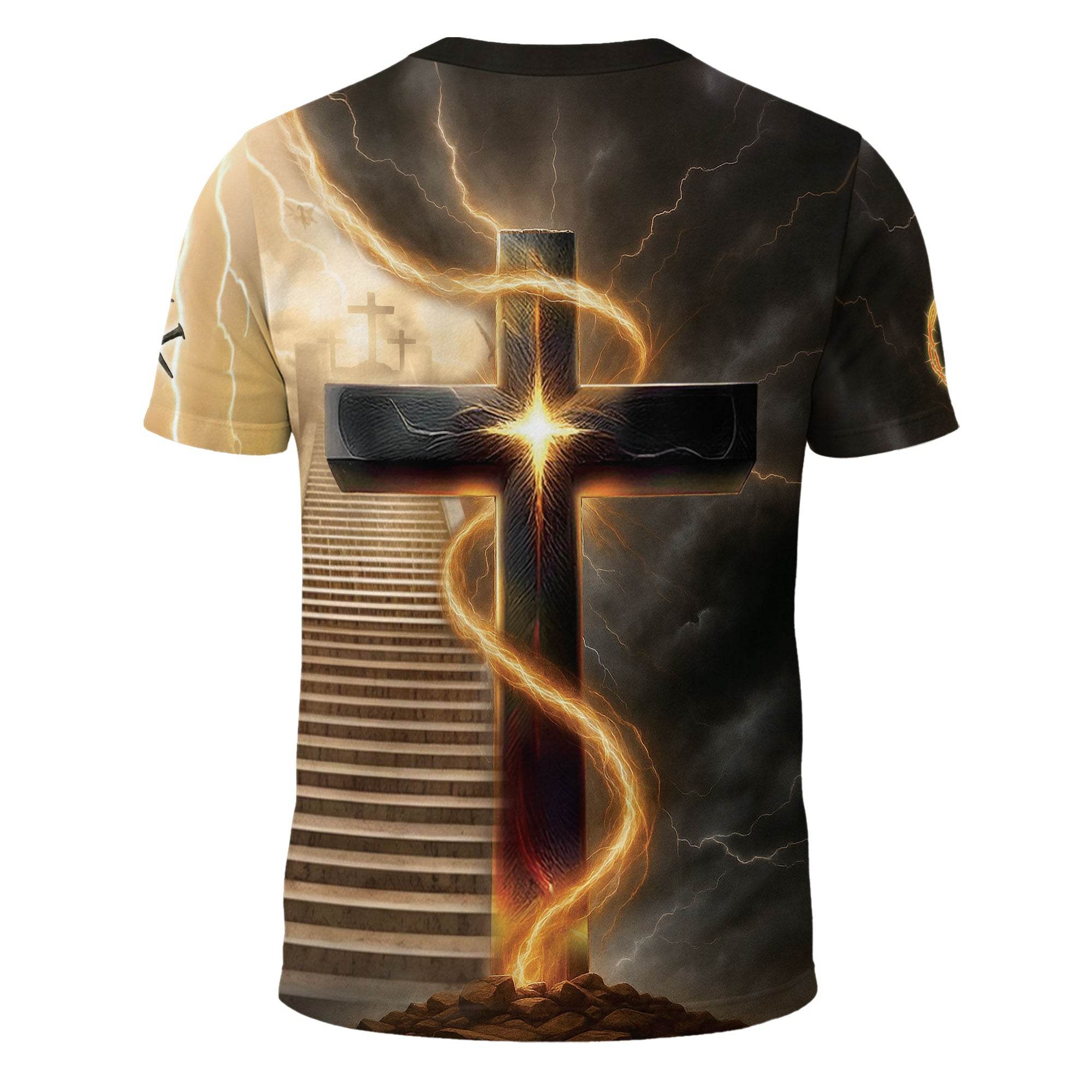 I Can Do All Things Through Christ Lion Cross Lightning T-Shirt - Rust Field Wear