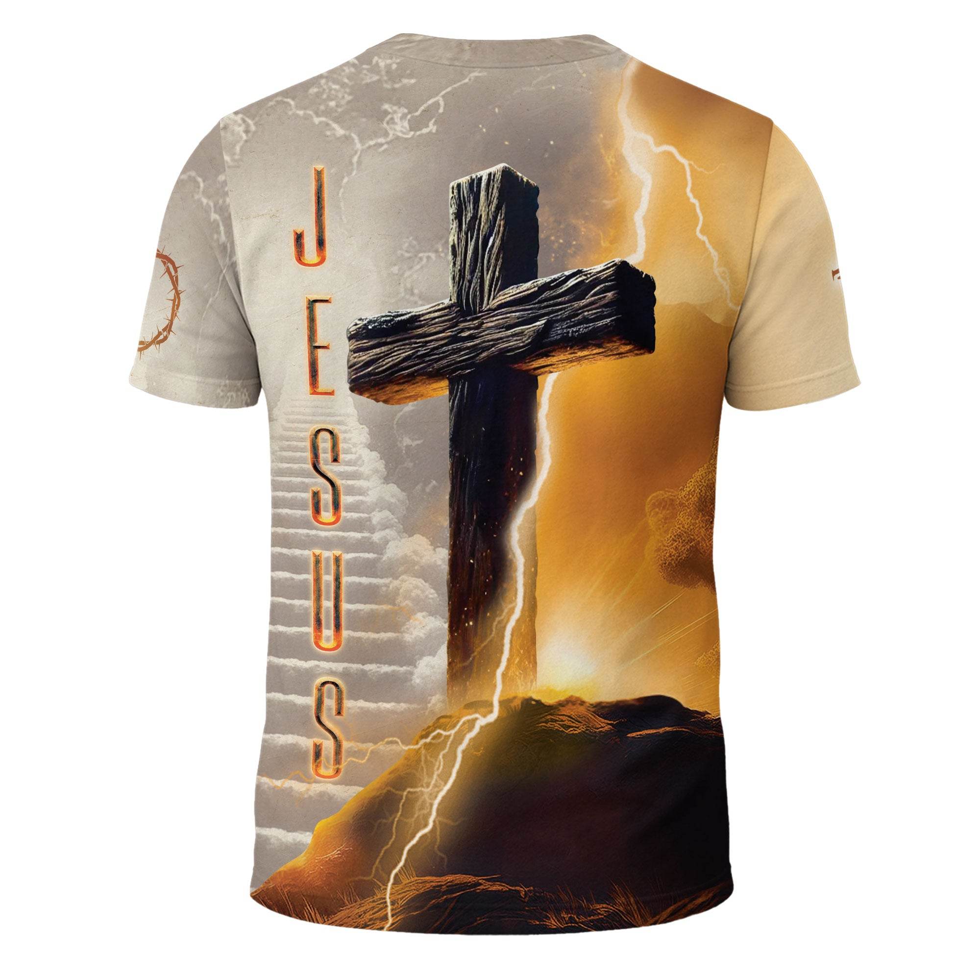 I Can Do All Things Through Christ Lightning Cross & Lion T-Shirt - Rust Field Wear