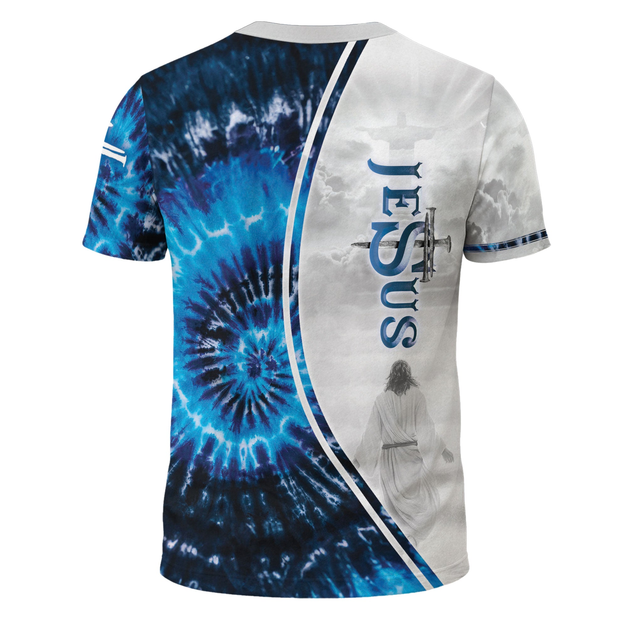 Faith Over Fear Blue Lion & Cross Christian T-Shirt