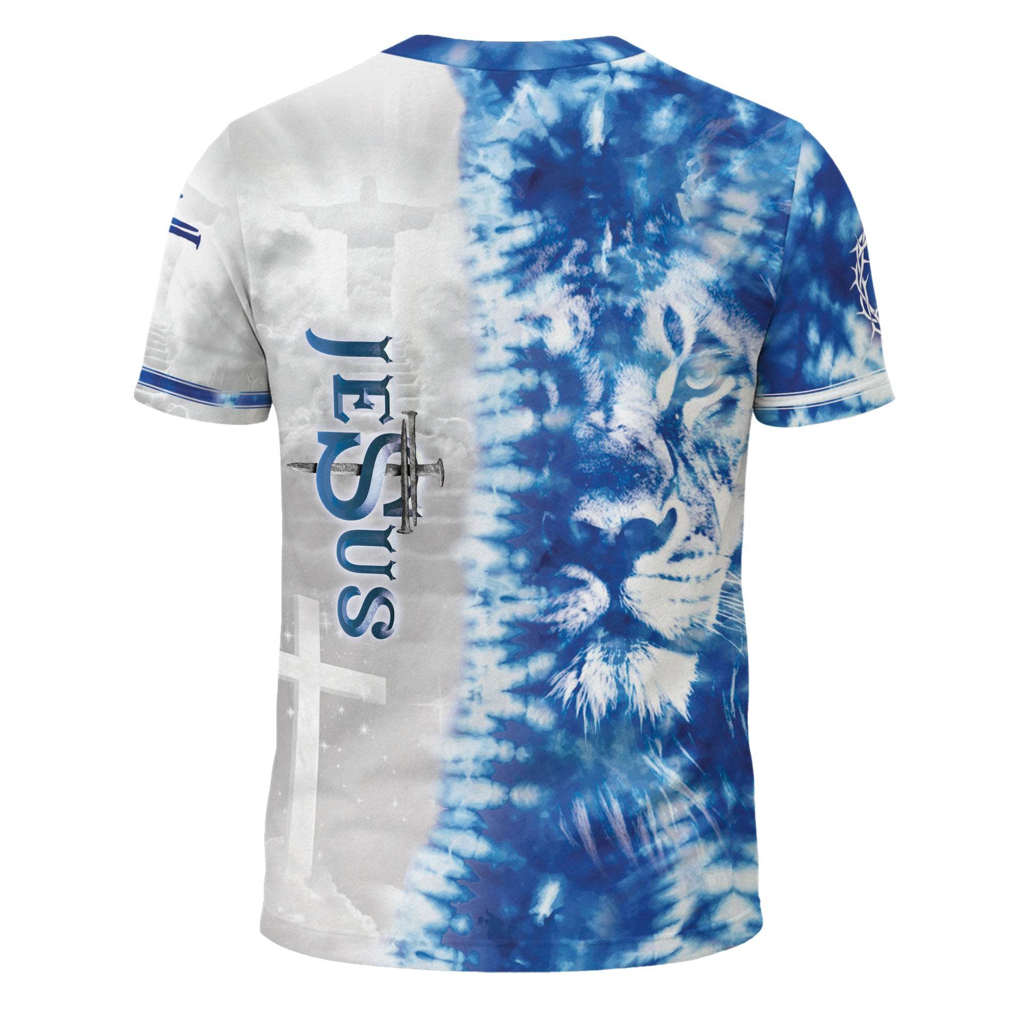 Faith Over Fear Blue Lion Cross Christian T-Shirt - Rust Field Wear