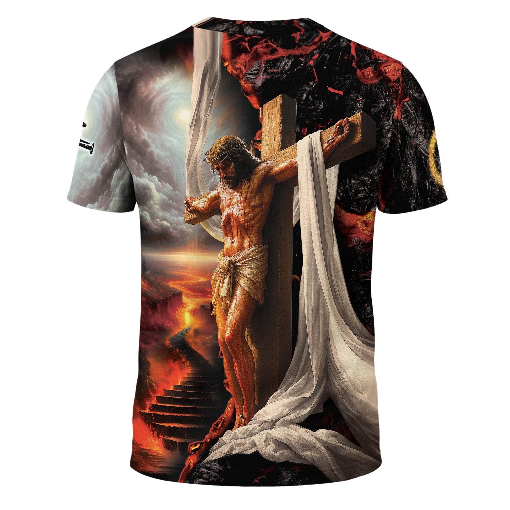 Lion & Fiery Cross Christian T-Shirt – Faith Over Fear Design - Rust Field Wear