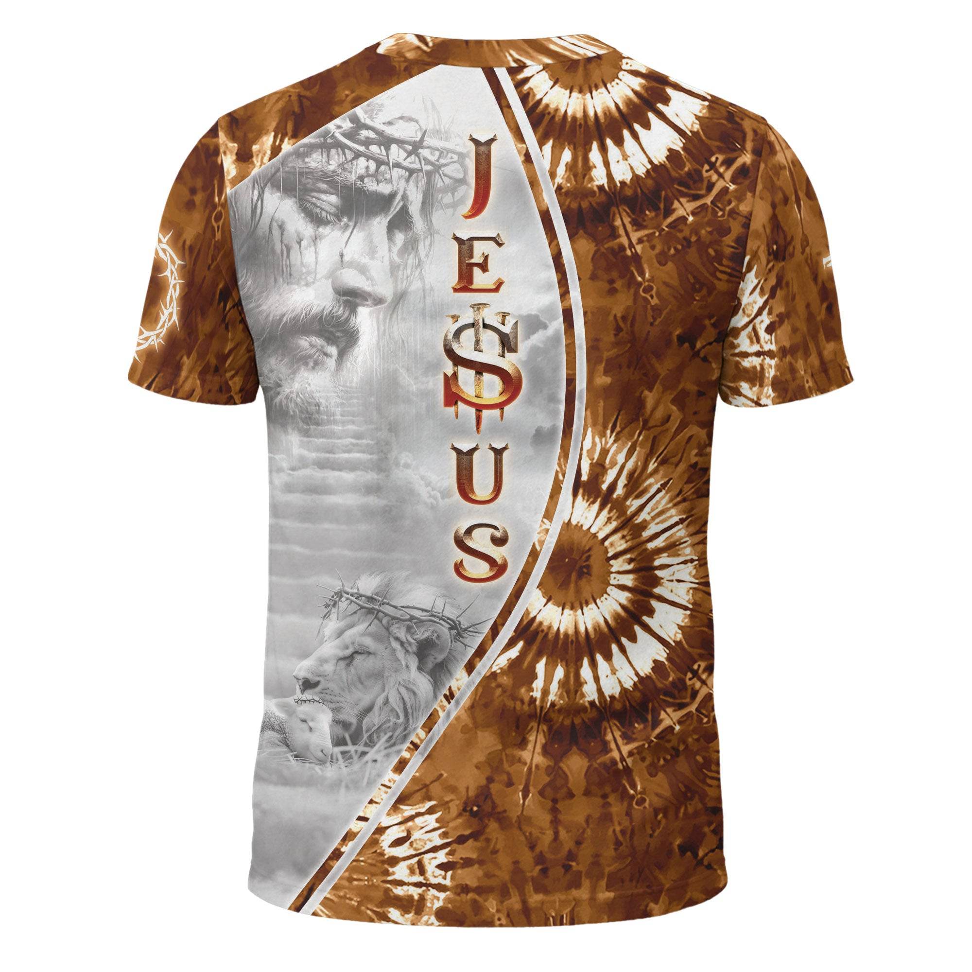 Faith Over Fear Lion & Jesus Cross Christian T-Shirt - Rust Field Wear