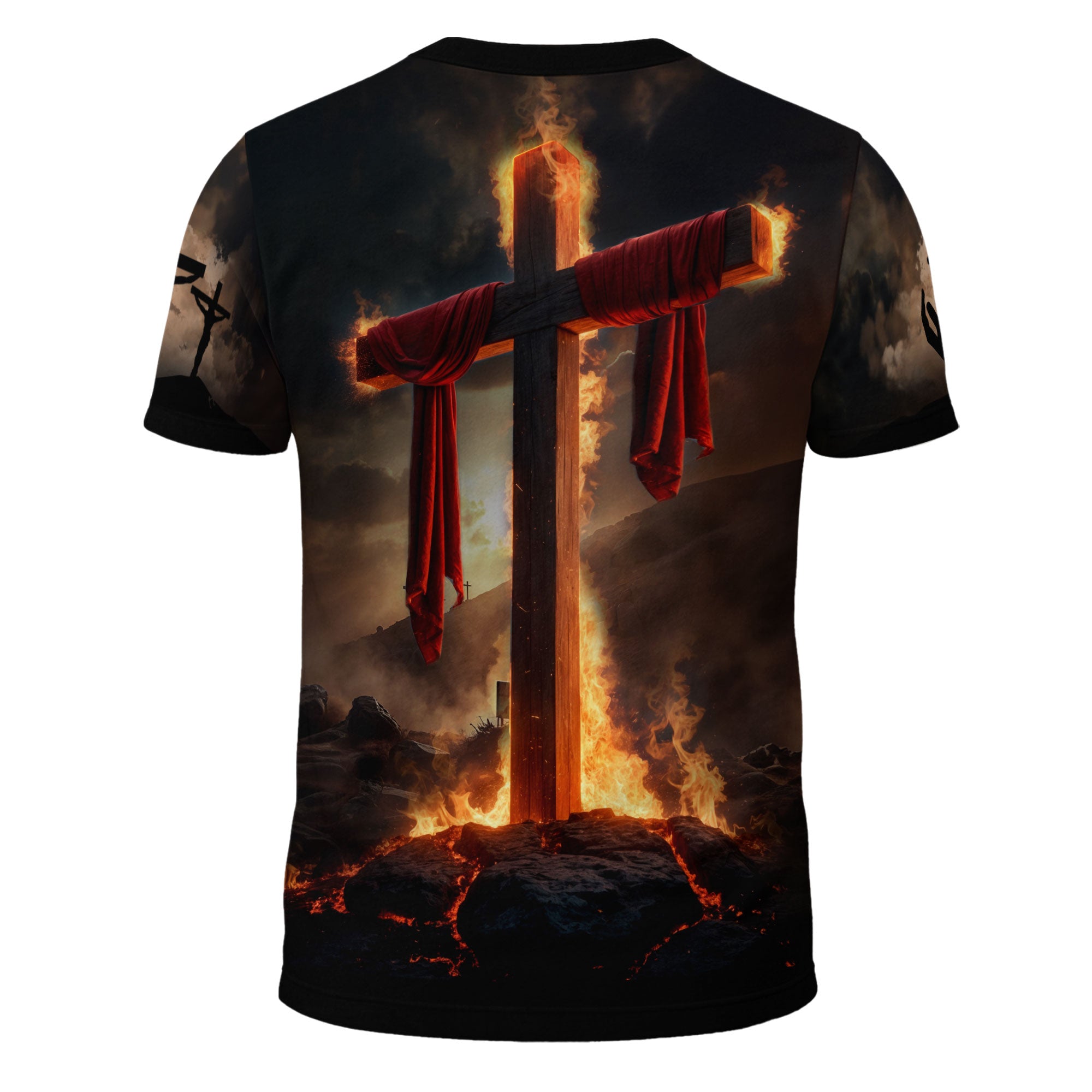 Jesus The Way The Truth The Life Lion of Judah Fire Cross Christian T-Shirt