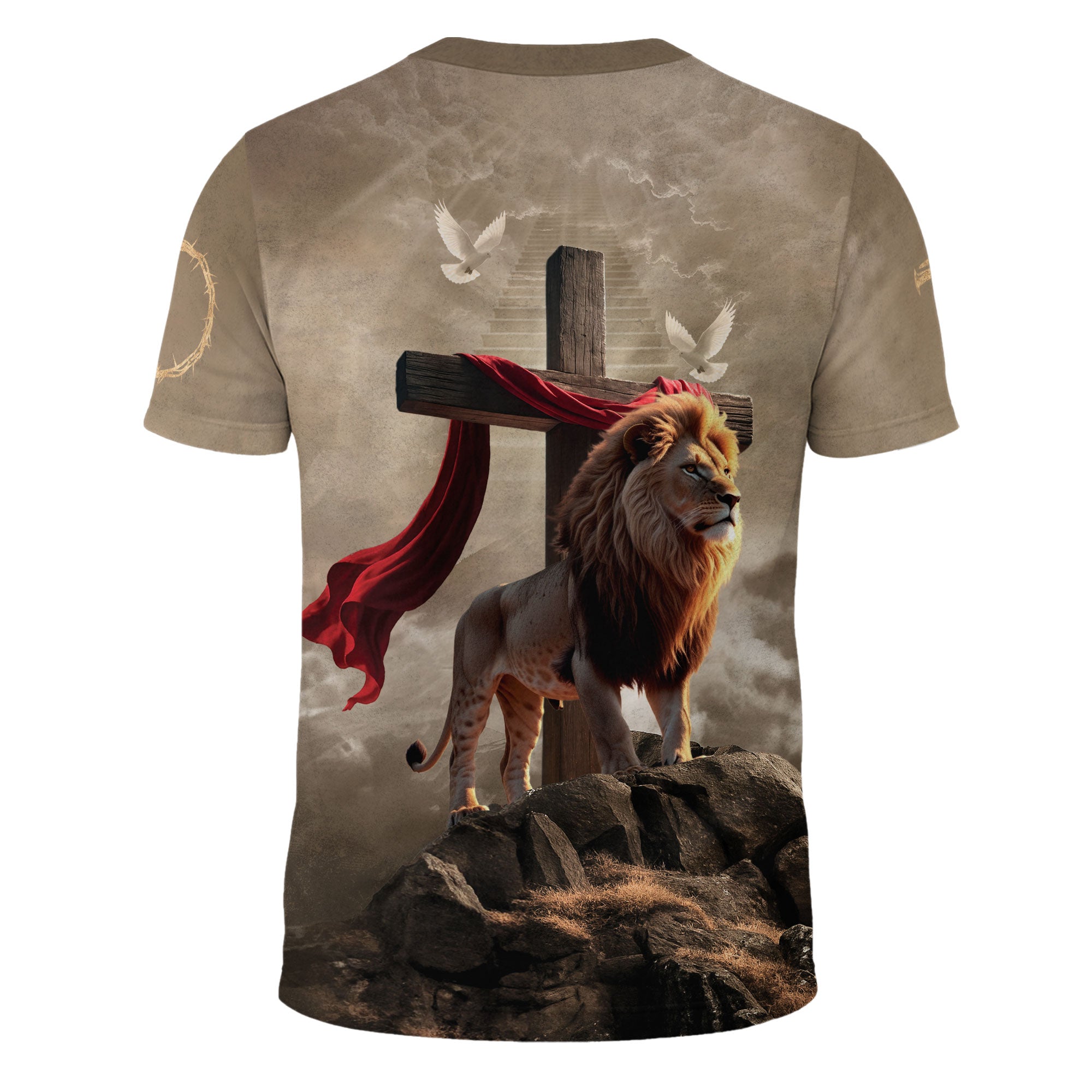I Can’t But I Know A Guy Christian T-Shirt Fire Lion Jesus Cross Design Religious