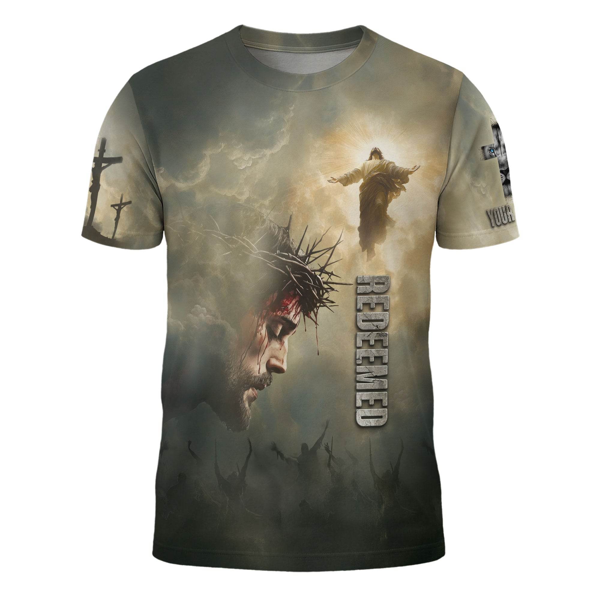 REDEEMED – Custom Jesus Ascension Christian T-Shirt - Rust Field Wear