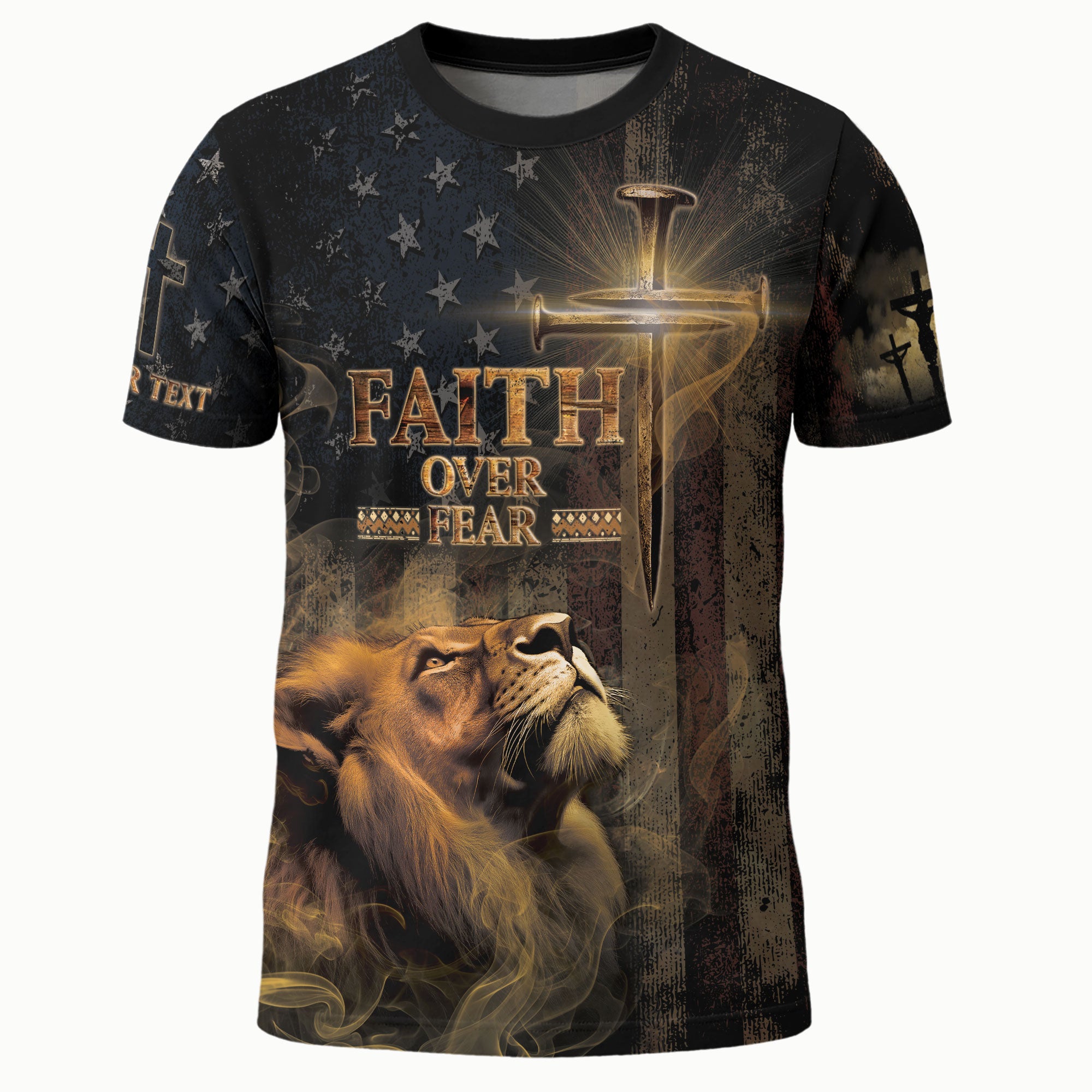 Custom Faith Over Fear Christian T-Shirt – Lion of Judah Spiritual Warrior Tee