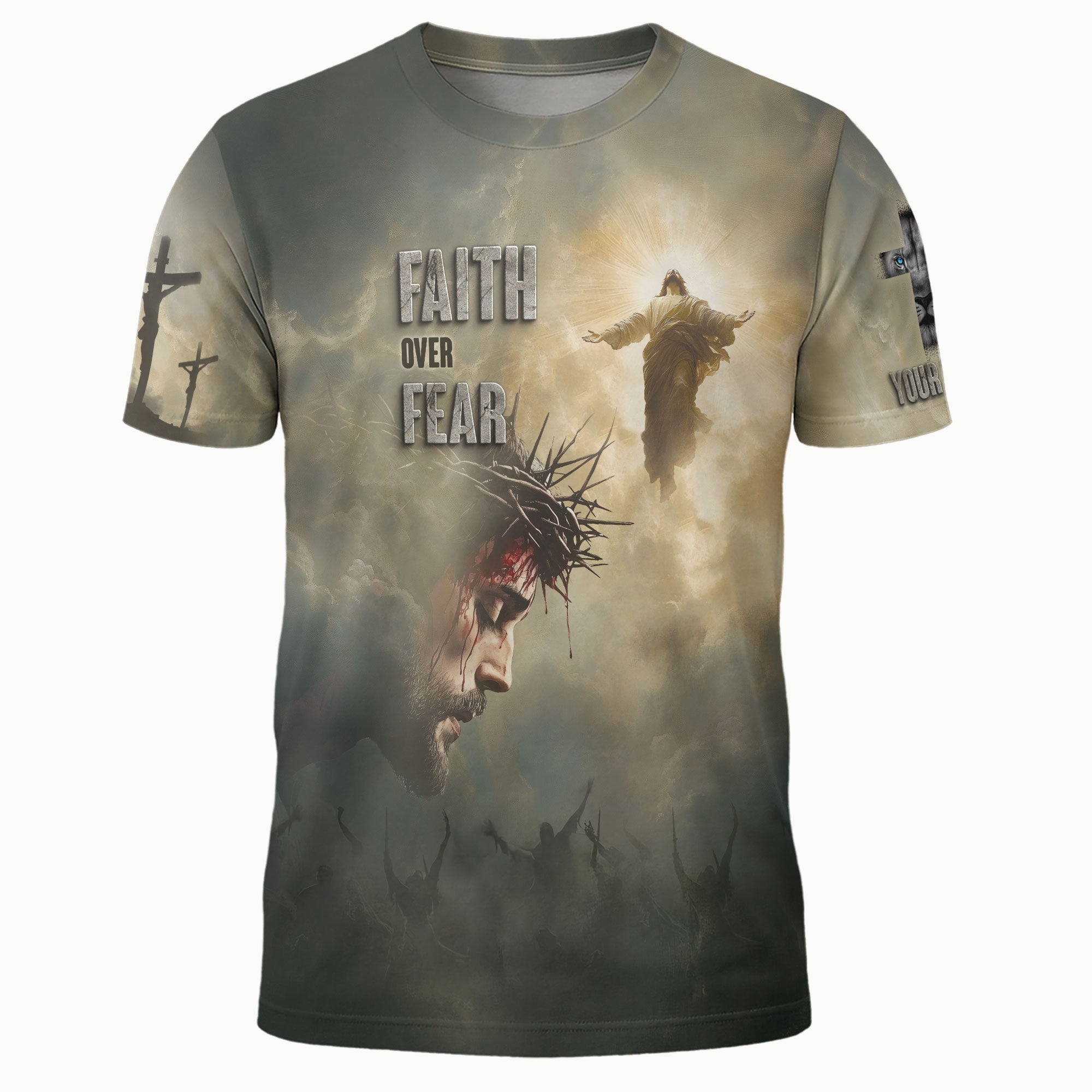Faith Over Fear Resurrection Shirt – Custom Christian Tee with Jesus Ascending