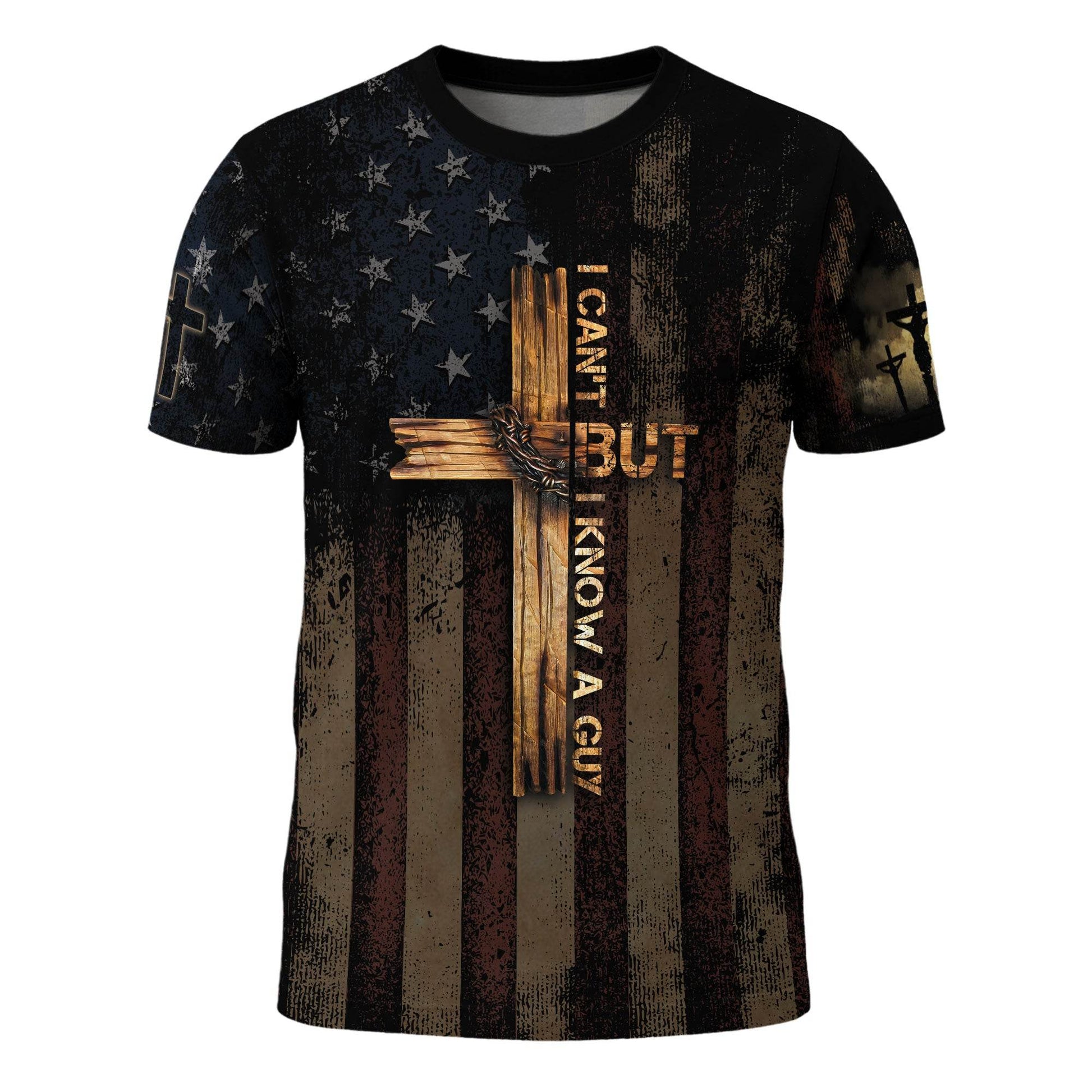 I Can’t But I Know A Guy – Cross & Flag Faith Warrior T-shirt - Rust Field Wear
