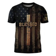 BLESSED | Cross & Crown of Thorns Patriotic Tee - Rust Field Wear