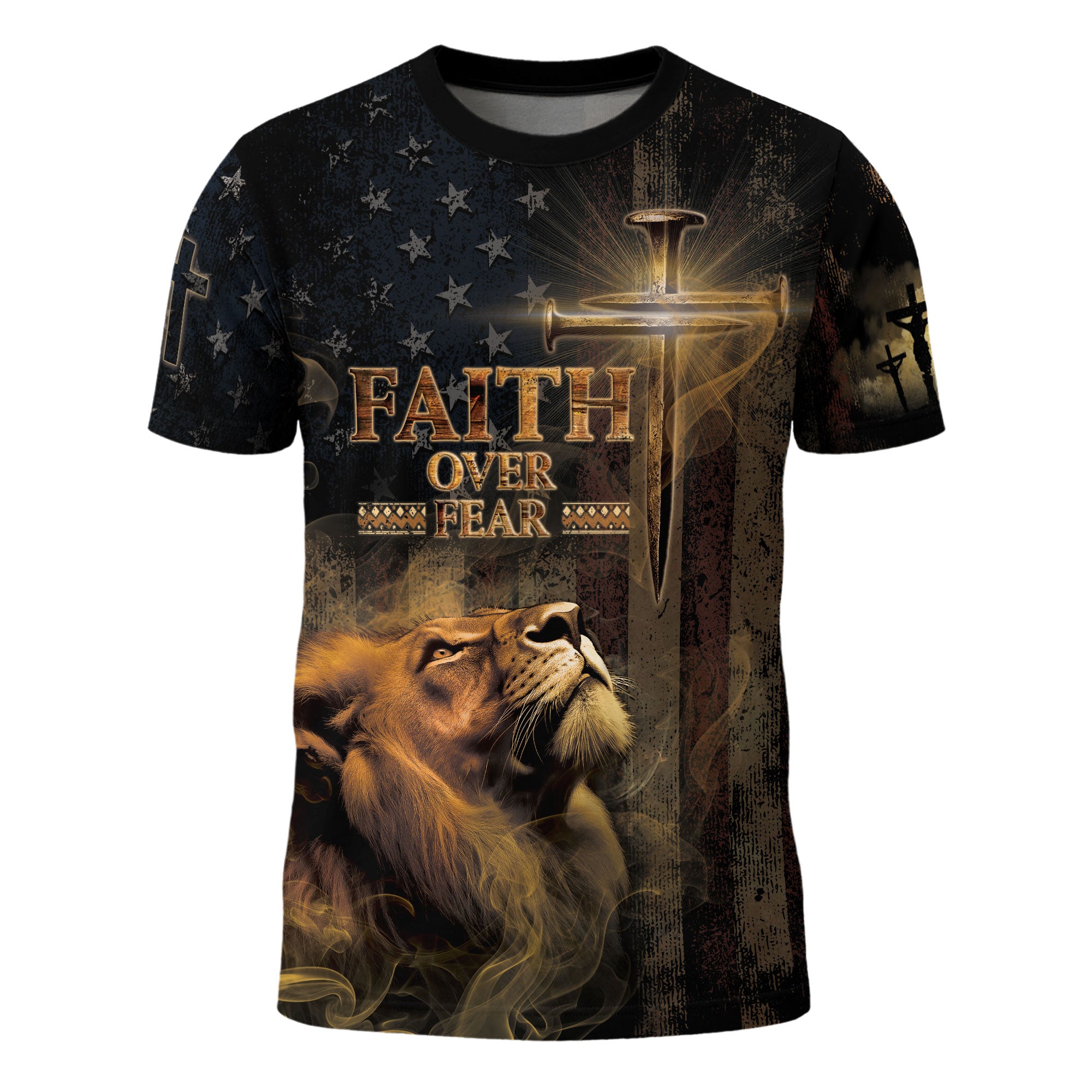 Faith Over Fear | Lion of Judah & Patriot Cross Design