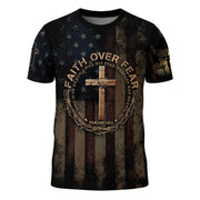 FAITH OVER FEAR | Psalms 118:6 Cross & Crown Patriotic Tee - Rust Field Wear