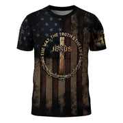 Jesus: The Way, The Truth & The Life | Crowned Cross Patriotic Tee - Rust Field Wear