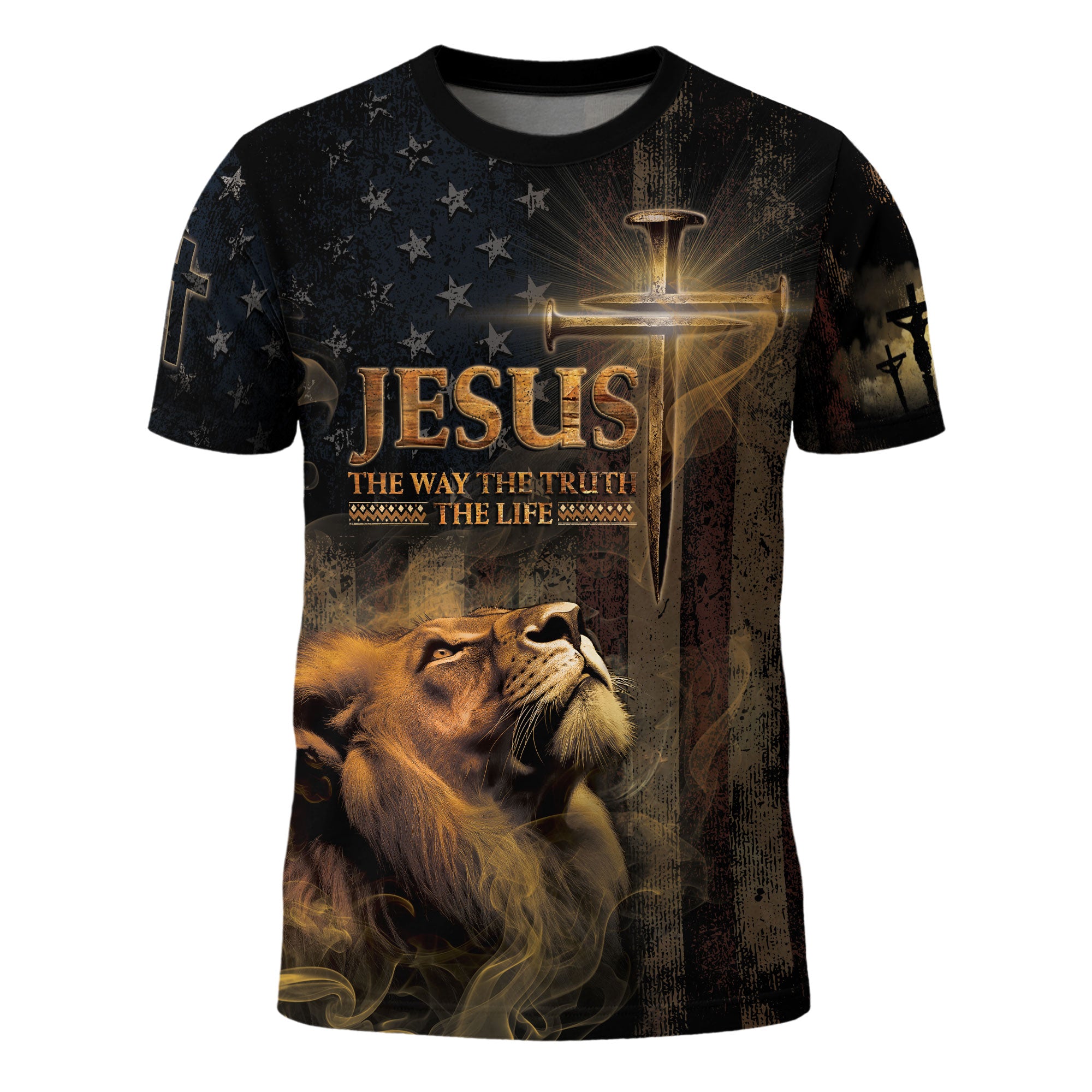 Jesus: Truth & Freedom | Lion, Flag & Cross Patriotic Christian Wear