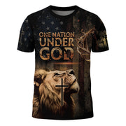 One Nation Under God | Lion of Judah & Cross Shield Christian Tee - Rust Field Wear