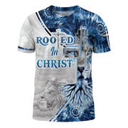 Blue Eyed Lion "Rooted In Christ" Colossians 2:7 Religious T-Shirt