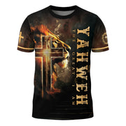 Yahweh The Great I Am Lion and Fiery Cross T-Shirt - Rust Field Wear