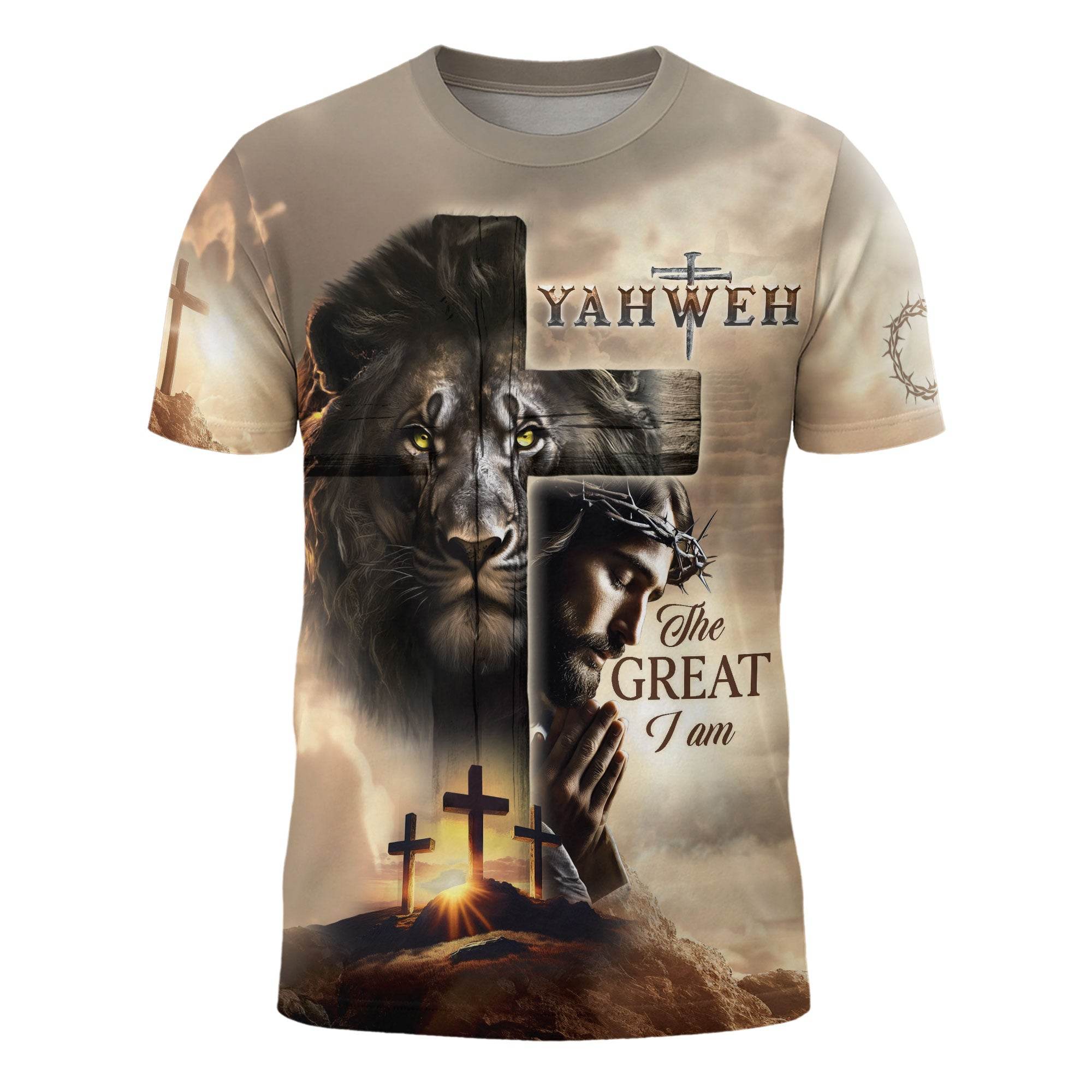 Lion of Judah & Cross “Yahweh The Great I Am” T-Shirt - Rust Field Wear