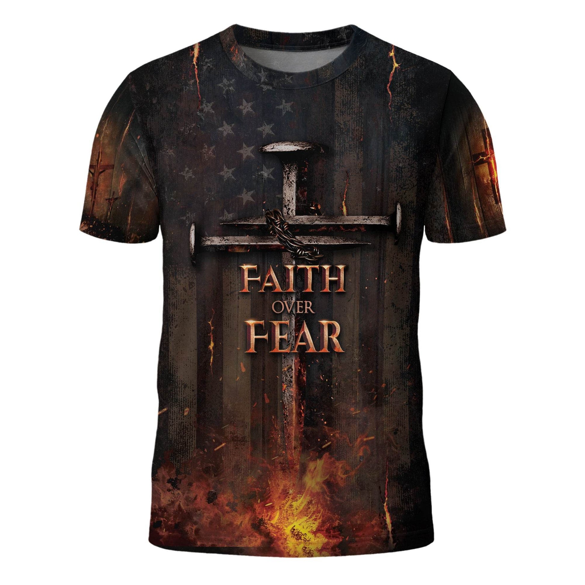 Faith Over Fear Patriotic T-Shirt - Rust Field Wear